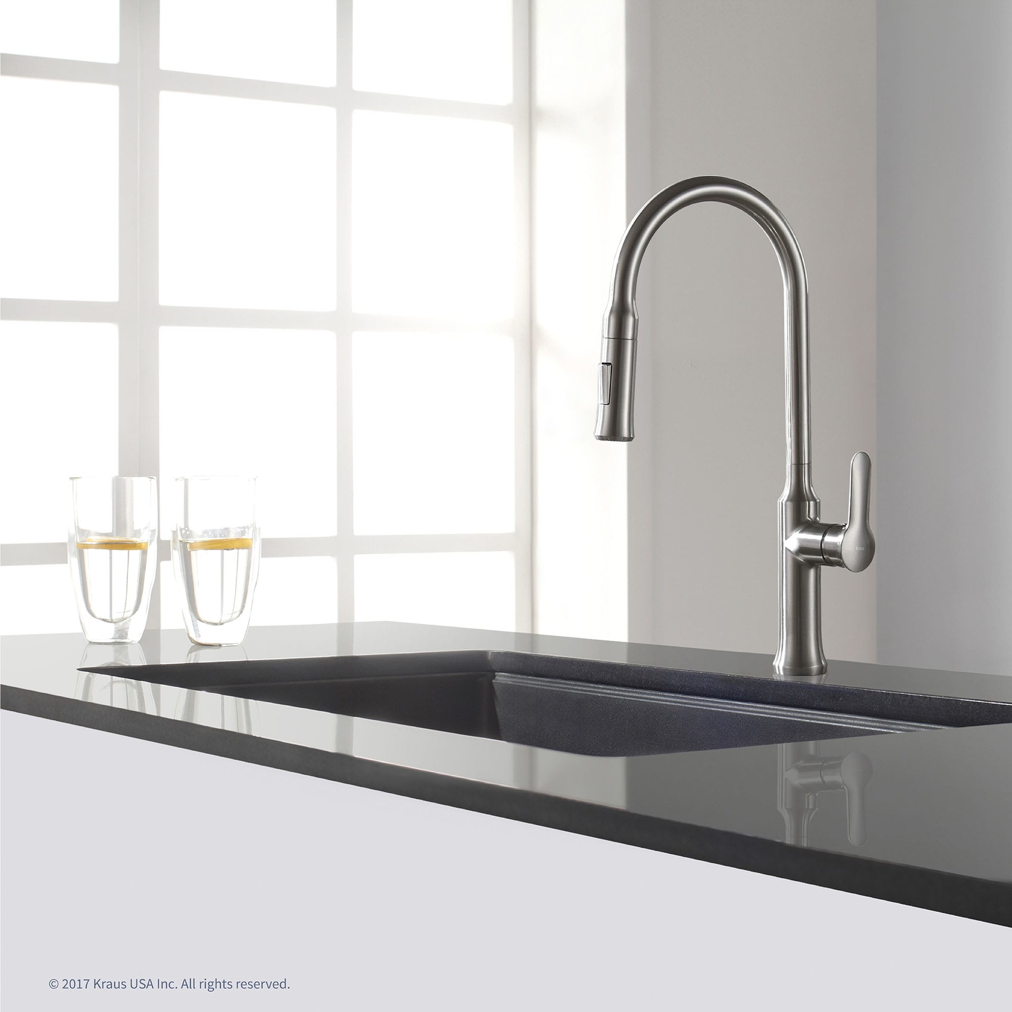 Kraus Kgu 413b Black Onyx 31 1 2 Single Basin Undermount Granite Composite Kitchen Sink Faucet Com