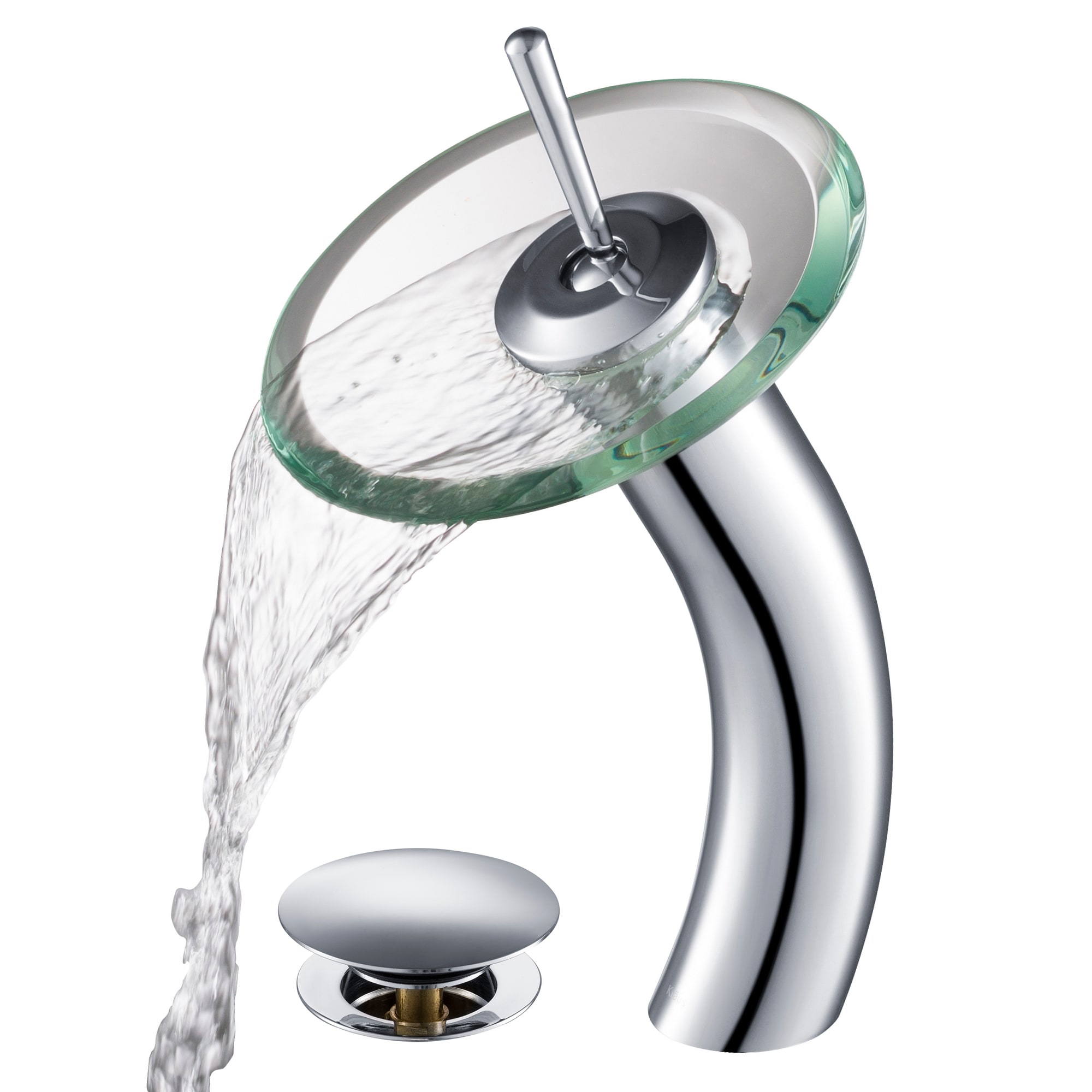 Kraus Kgw 1700 Pu 10ch Cl Chrome Waterfall Single Hole Clear Glass