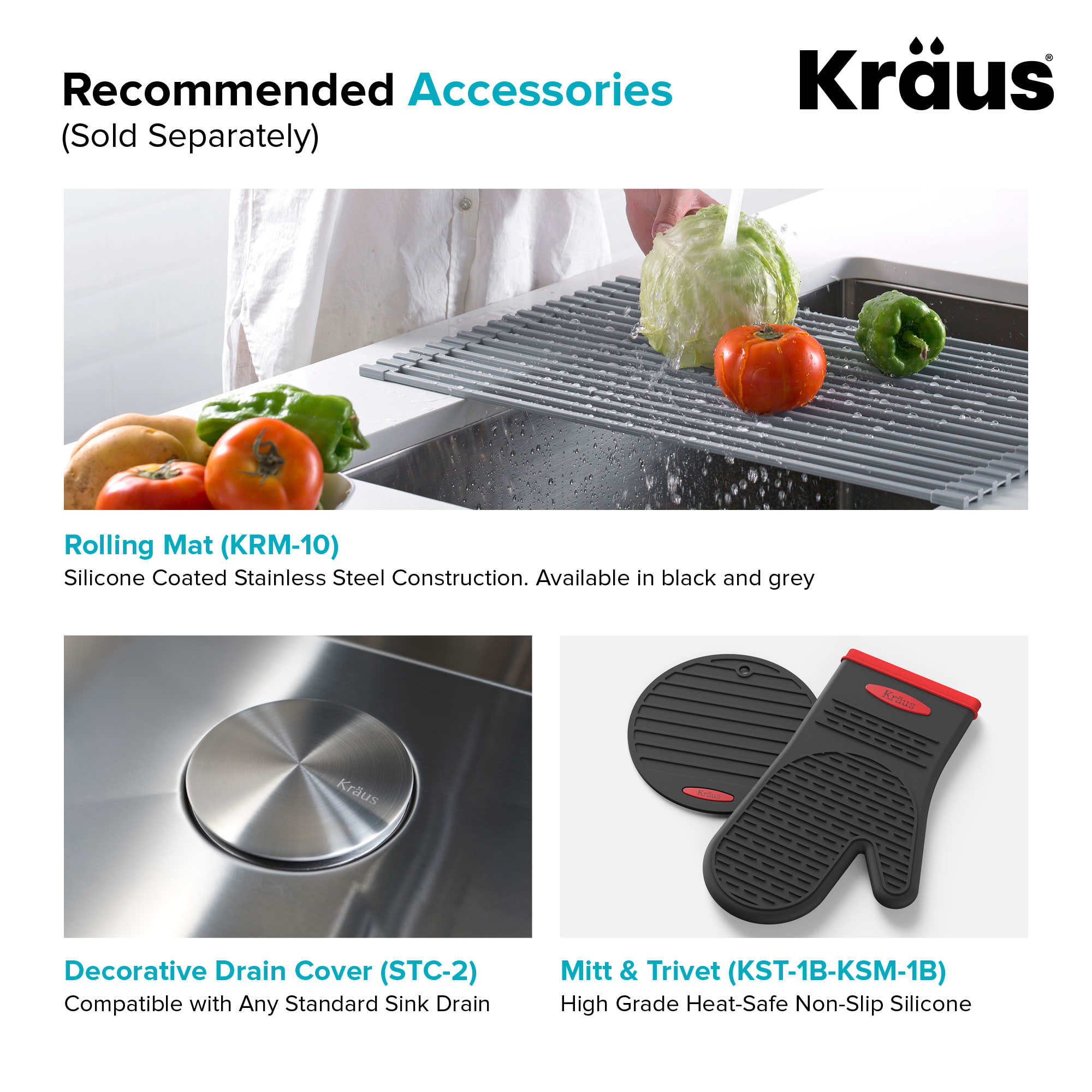 Kraus KRM-10GREY Multipurpose Roll-Up Dish Drying Rack, Grey