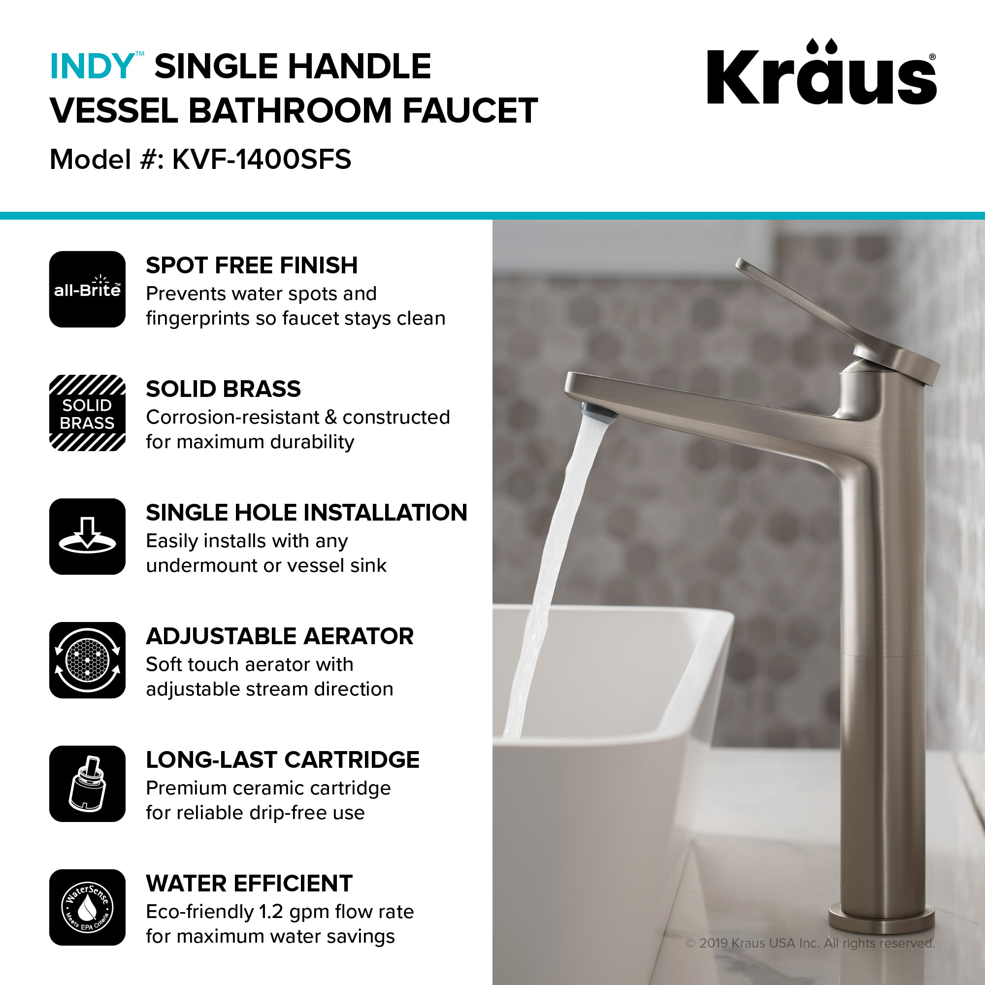 Kraus KVF-1400BG Indy Single Handle Vessel deals Bathroom Faucet