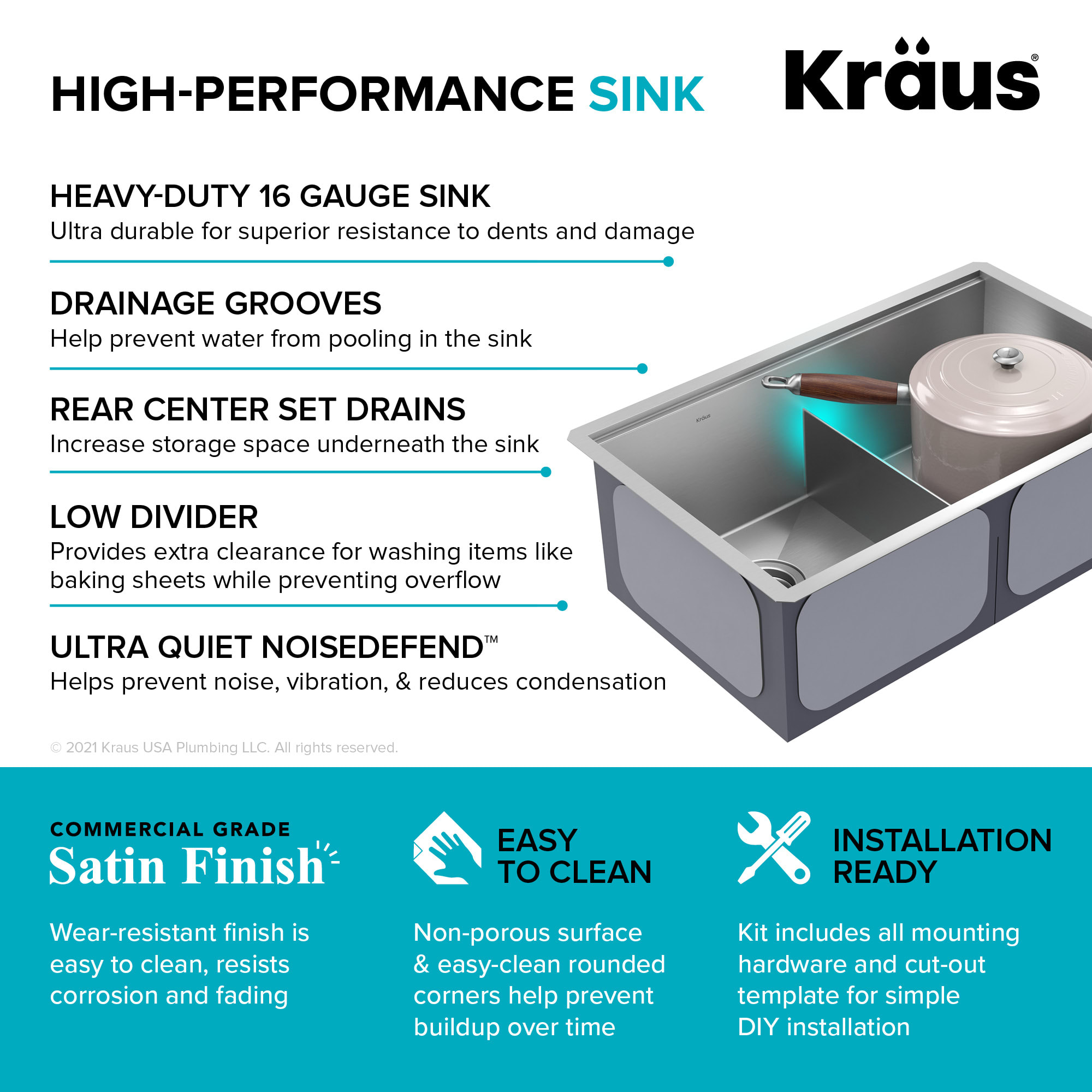 Kraus KWU112-30 30 Workstation Kitchen Sink With Accessories