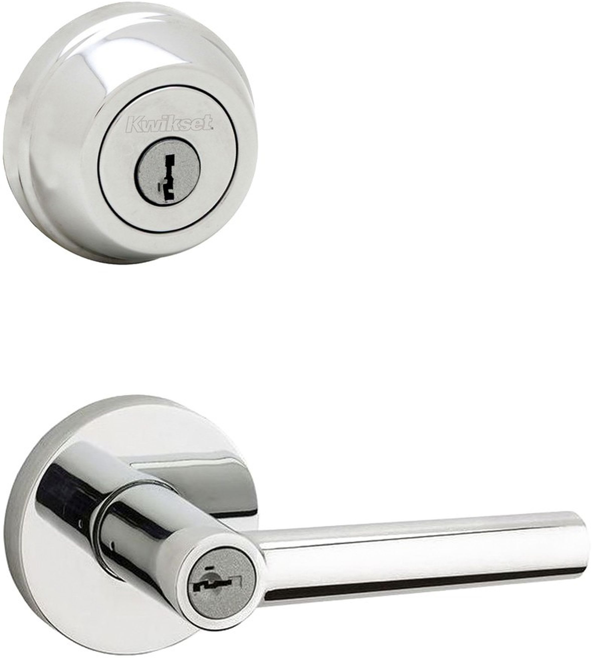 Kwikset 740MILRDT-780-26S Polished Chrome Milan (Round Rosette) Lever and 780  Deadbolt Combo Pack with SmartKey