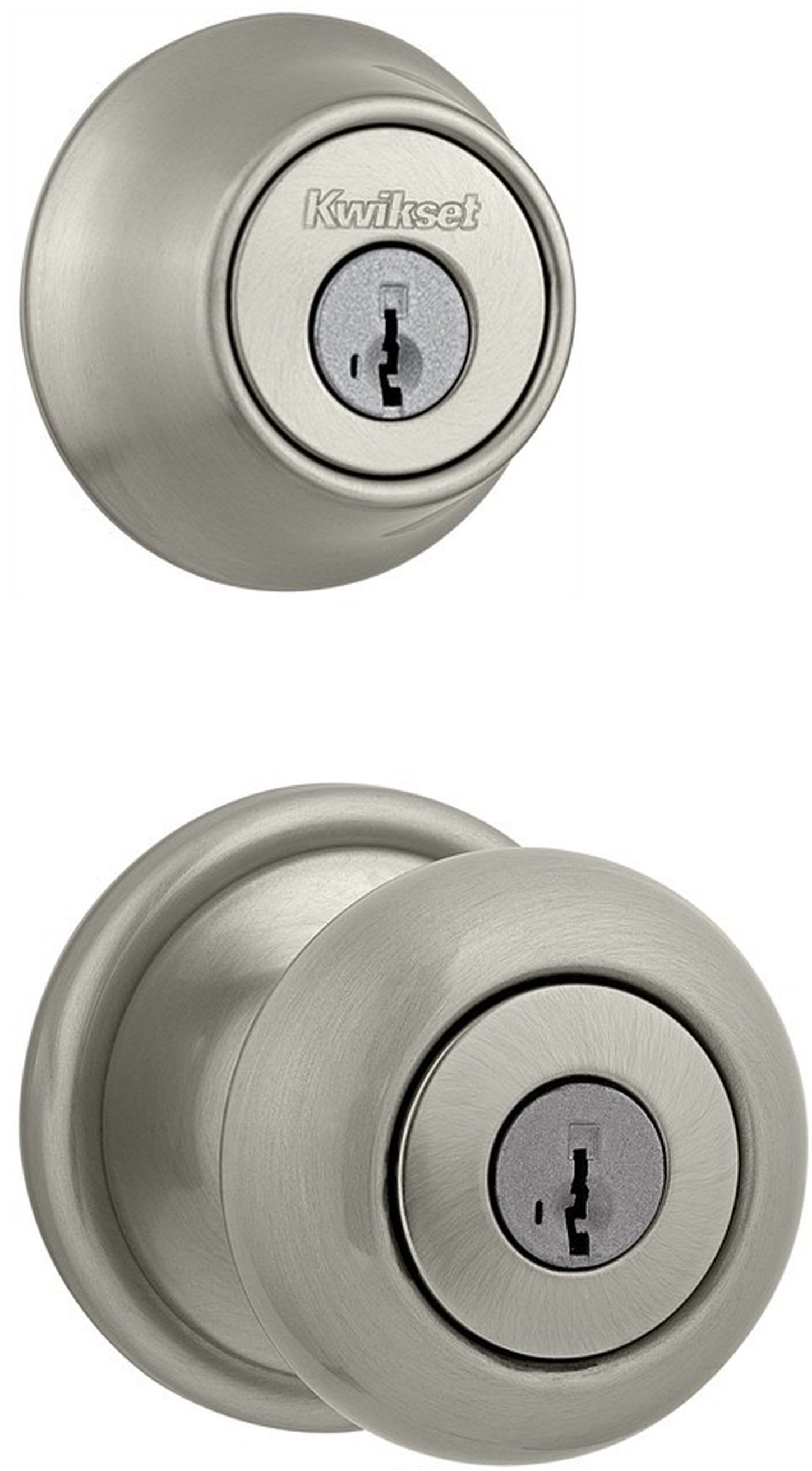 Kwikset 740H-660-15S Satin Nickel Hancock (Round Rosette) Knob and 660  Deadbolt Combo Pack with SmartKey