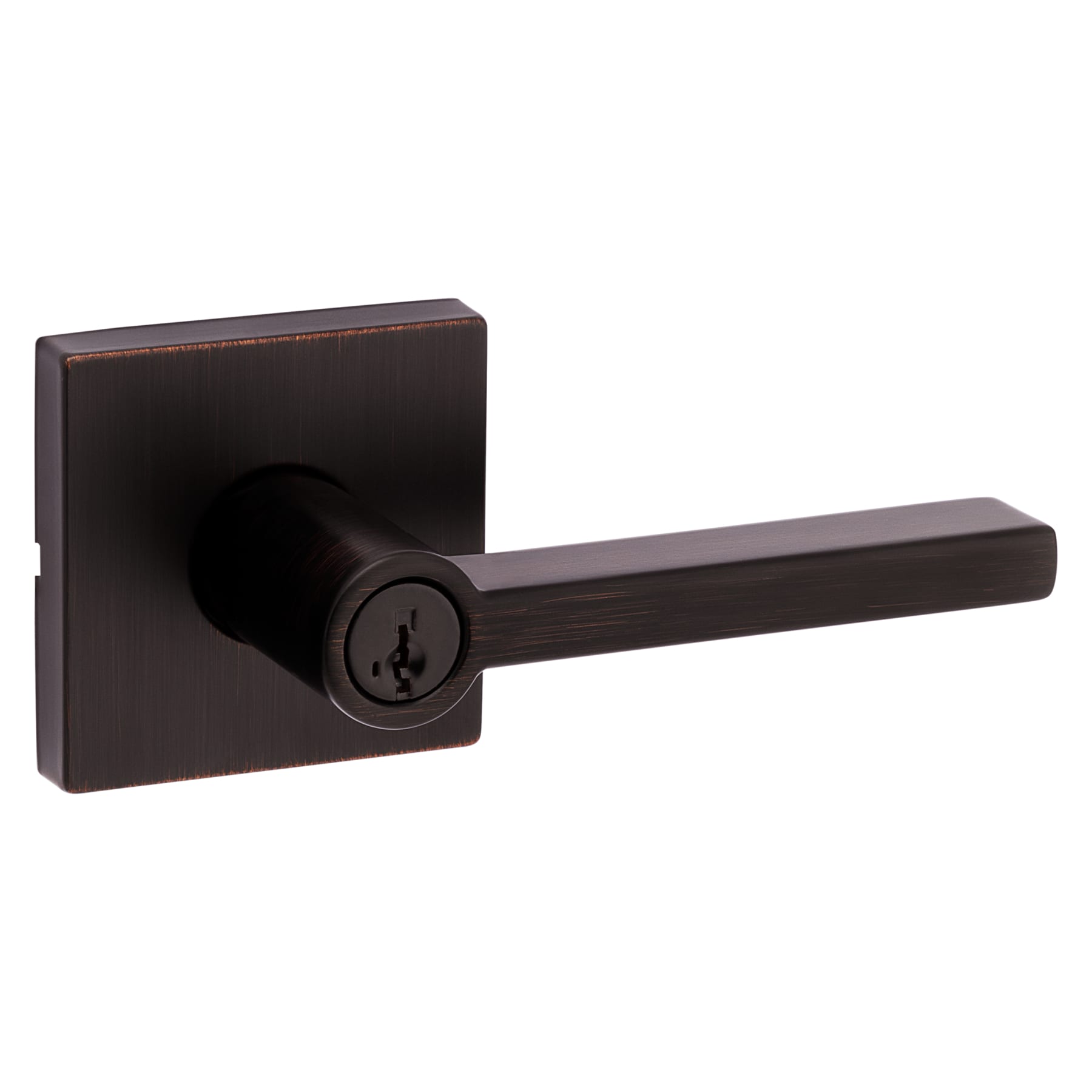 Kwikset 740HFLSQT-11PS Venetian Bronze Halifax Single Cylinder Keyed Entry  Door Lever Set with Square Rose and SmartKey