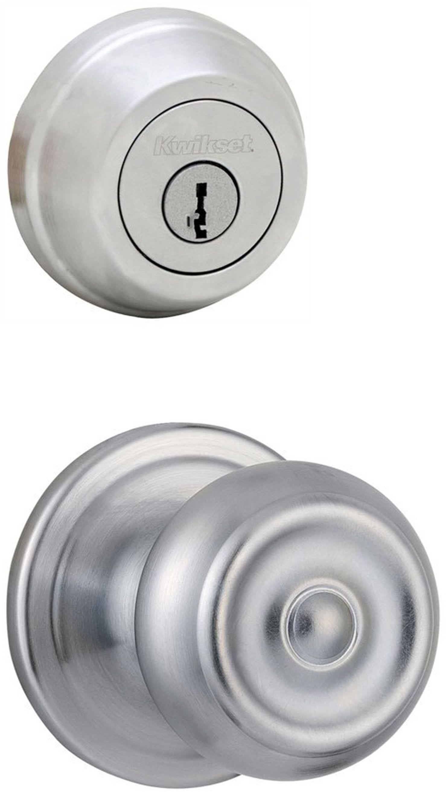 Kwikset 740PE-780-26DS Satin Chrome Phoenix (Round Rosette) Knob and 780  Deadbolt Combo Pack with SmartKey