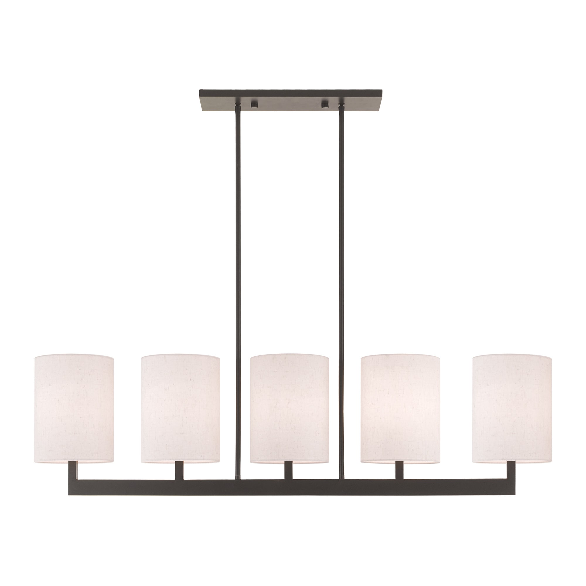 Livex Lighting 42428 07 Bronze Hayworth, Linear Chandelier With Fabric Shades