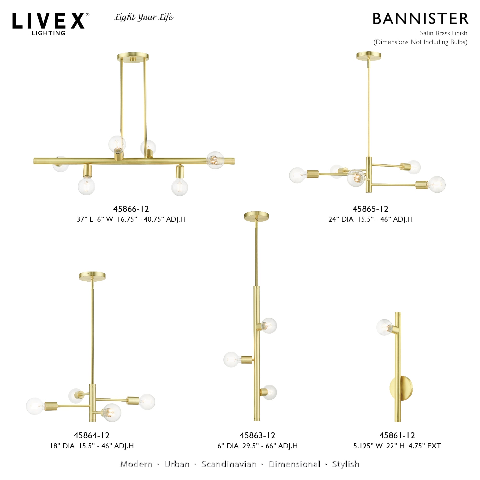 Livex Lighting 45863-91 Brushed Nickel Bannister 3 Light 6