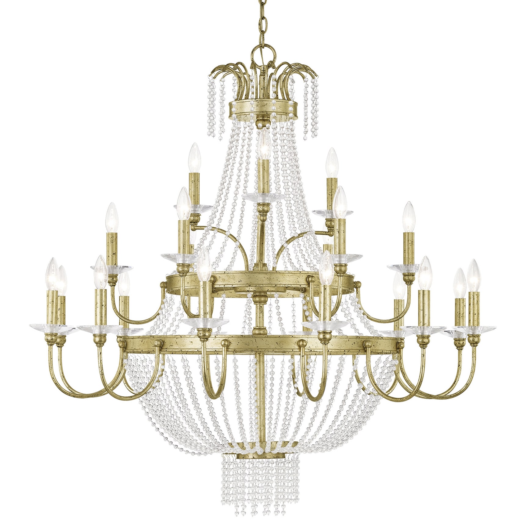 Twenty-One Light 3-Tier Foyer Chandelier Hand Applied Winter Gold Finish with Clear Crystal Livex Lighting 51877-28 Valentina Twenty-One Light 3-Tier Foyer Chandelier Hand Applied Winter Gold Finish with Clear Crystal Livex Lighting 51877-28 Valentina