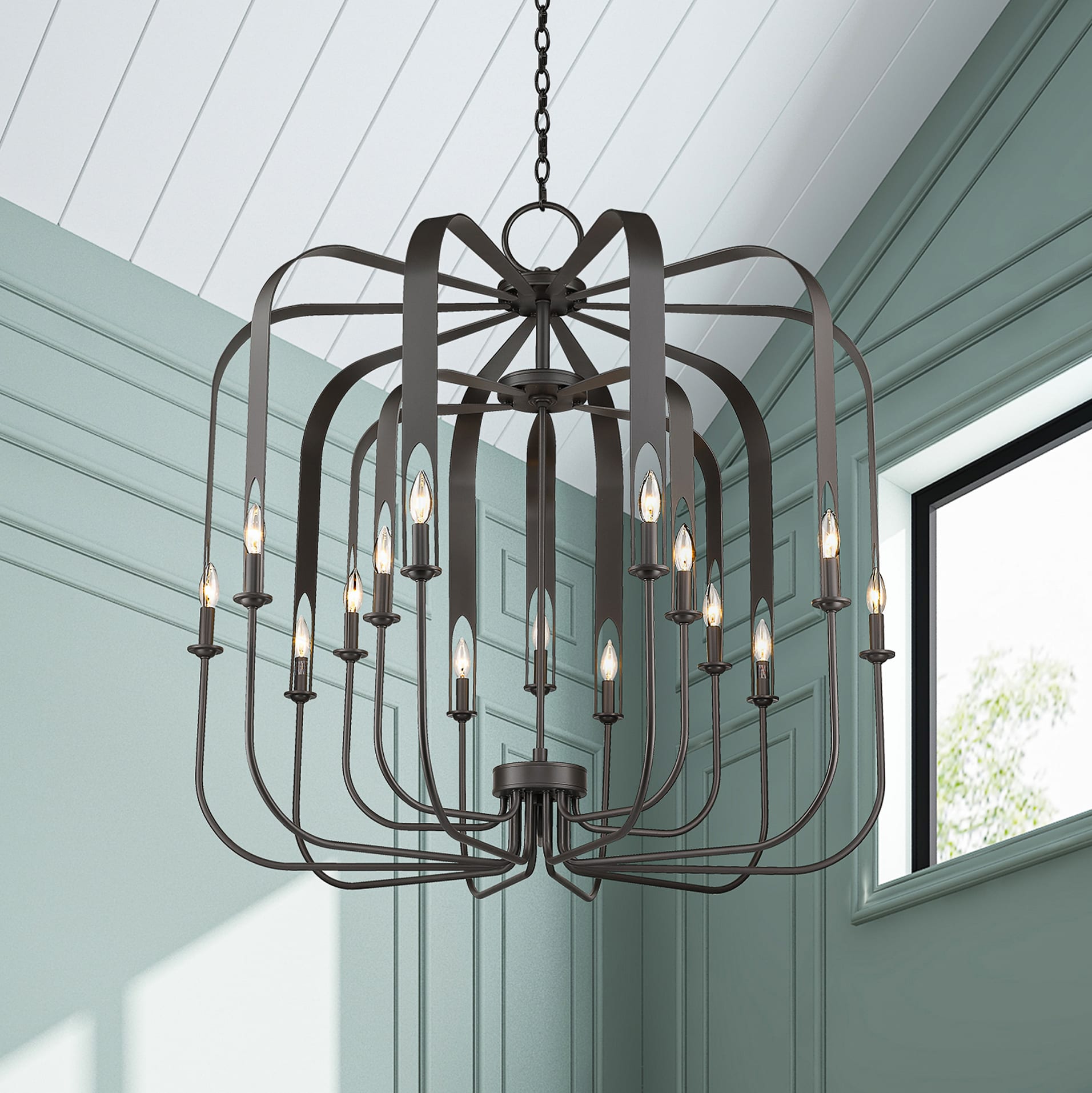 Livex Lighting 51949-91 Brushed Nickel Addison 15 Light 42 Livex Lighting 51949-91 Brushed Nickel Addison 15 Light 42