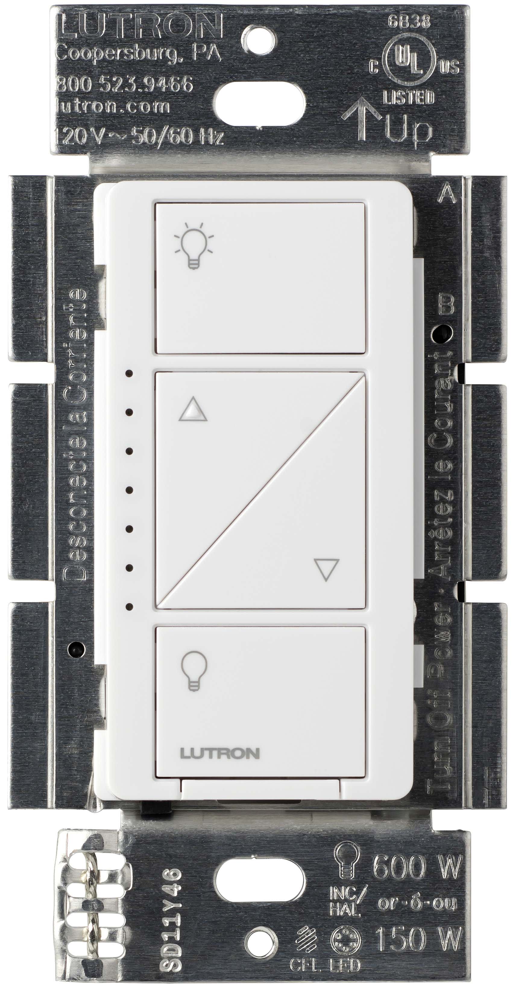 PD-6WCL-WH-R White Lutron Caseta Wireless 150-Watt Single Pole Wall Dimmer 