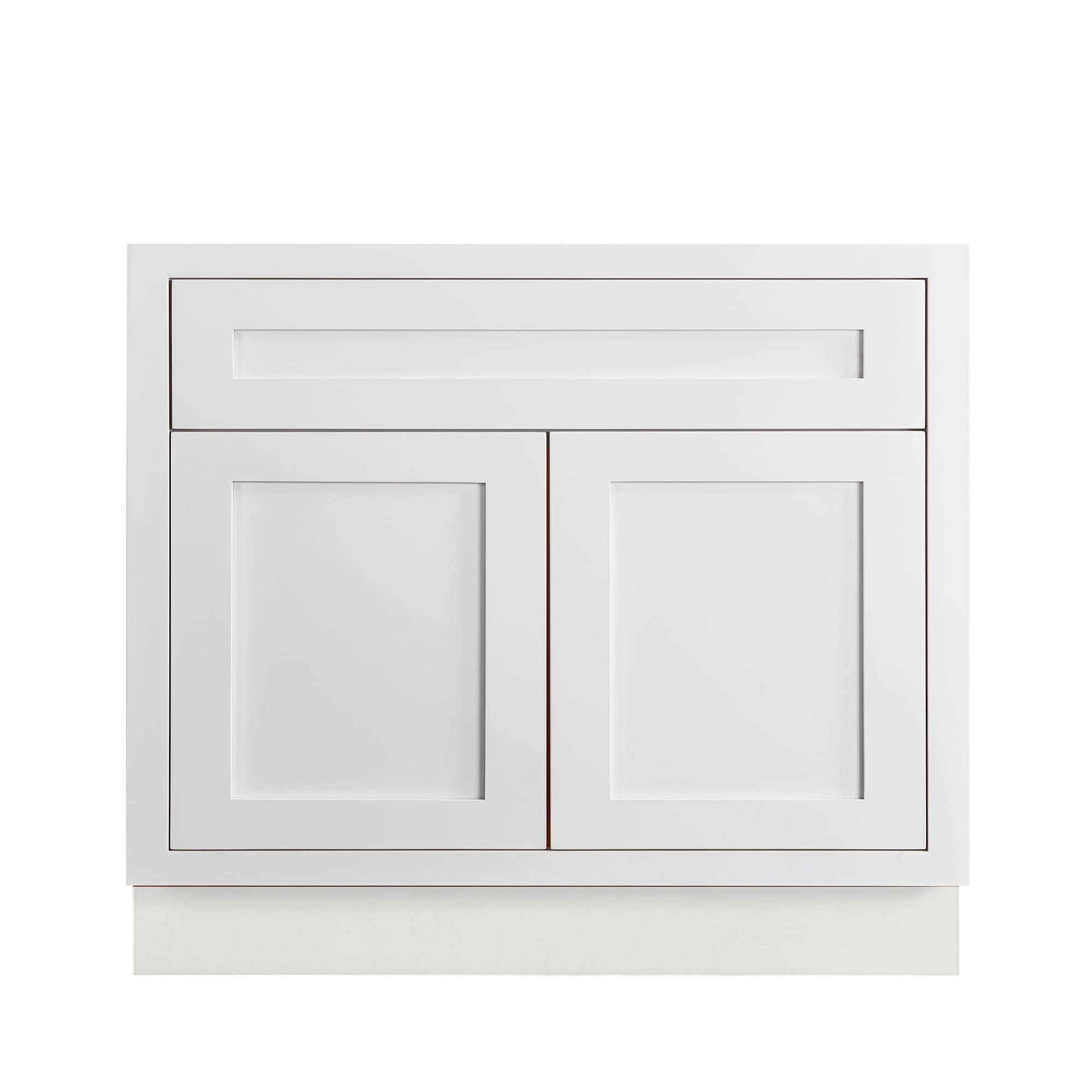 Snow White Shaker Inset Drawer Base Cabinet - Two Drawers - 36