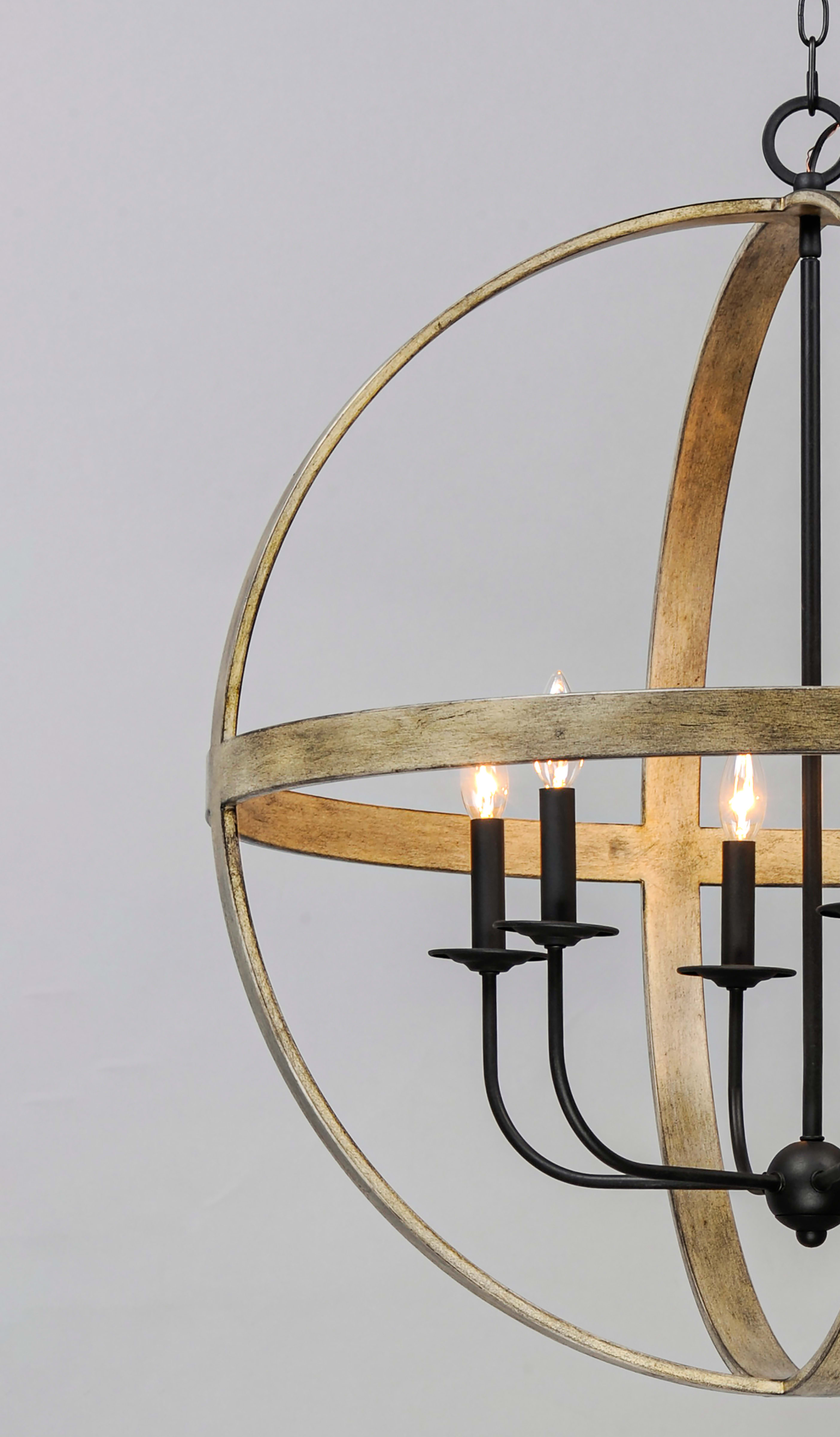 Maxim 27576BWBK Barn Wood / Black Compass 6 Light 30