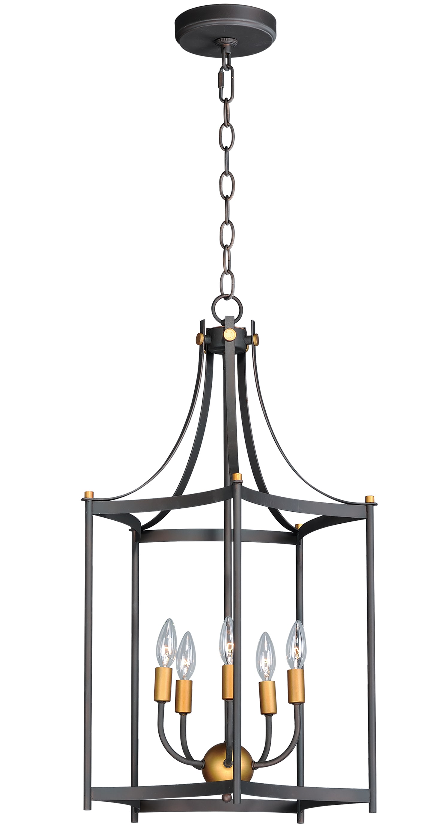Maxim 13597oiab Oil Rubbed Bronze Antique Brass Wellington 5 Light 18 Wide Mixed Metal Cage Chandelier Lightingdirect Com
