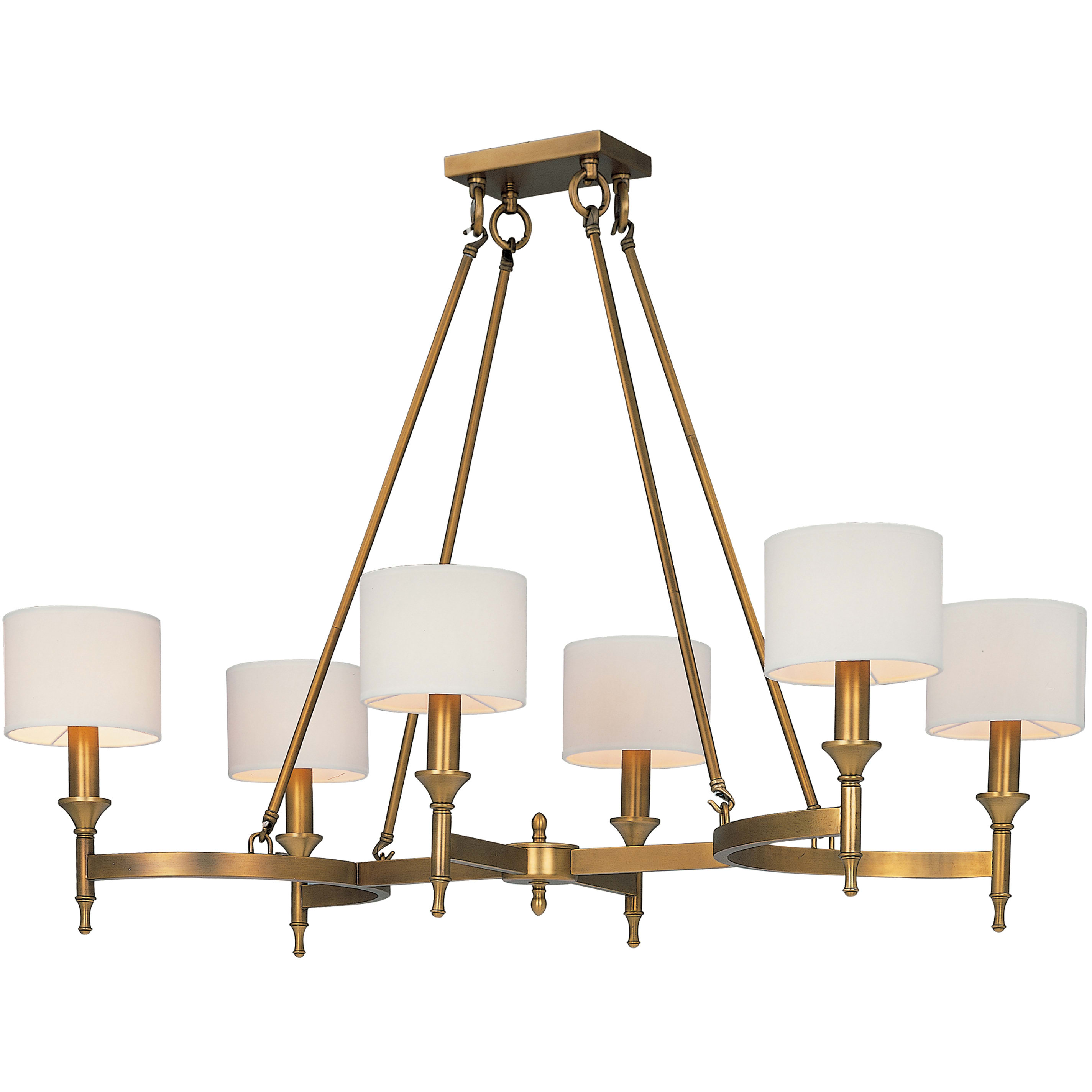 Maxim 22376omnab Aged Brass Fairmont 6, Linear Chandelier With Fabric Shades