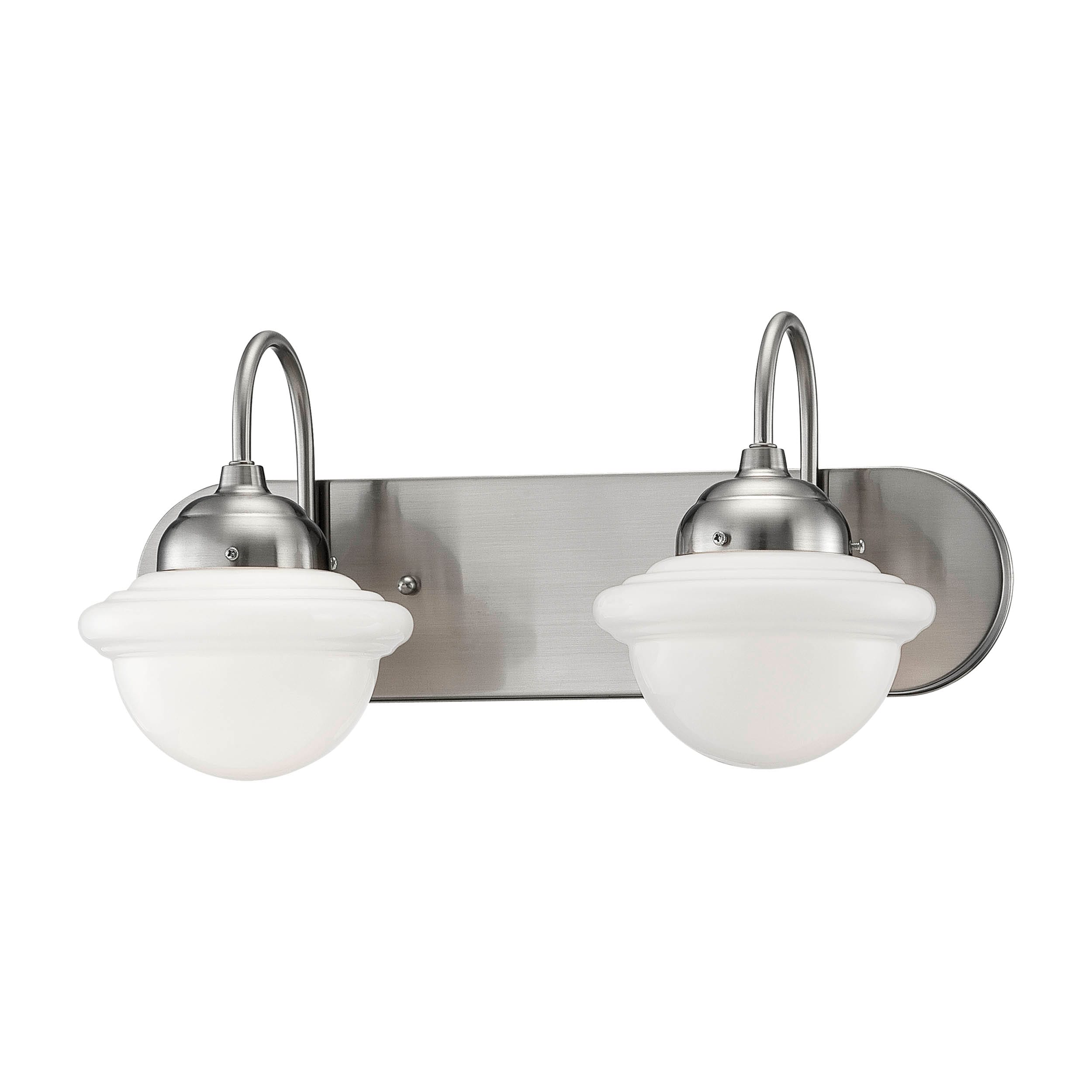 Millennium Lighting 2-Light Rubbed Silver Vanity Light with Etched White Glass 