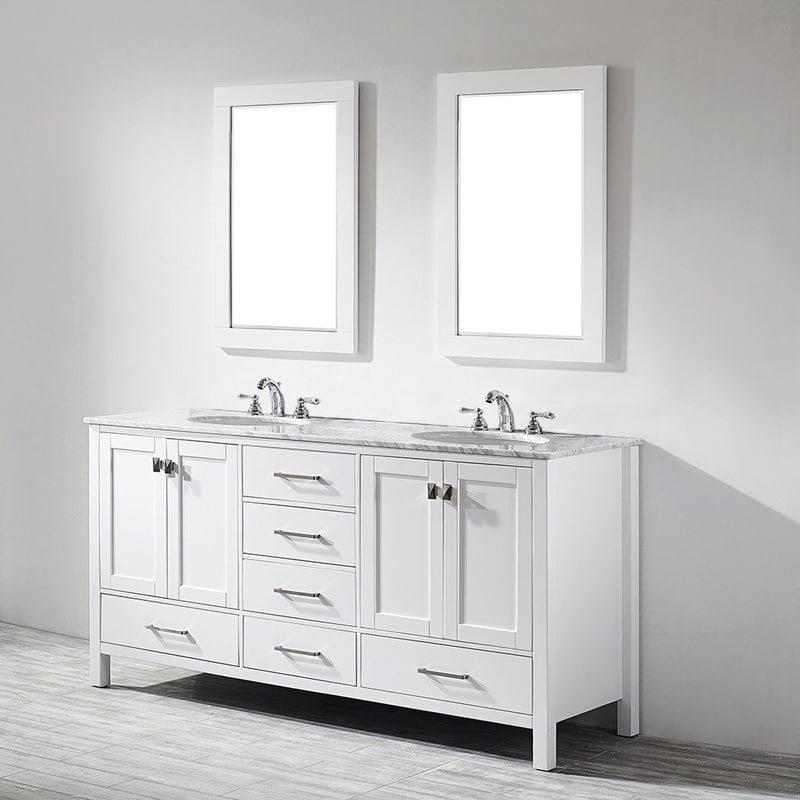 Carrara Marble Top Marvin 72, 72 Inch Vanity Top Double Sink Wood