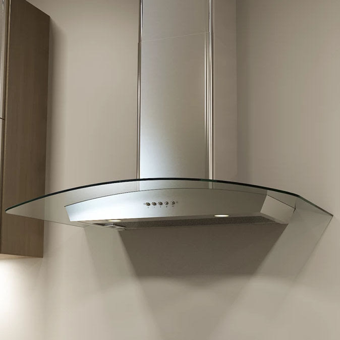 Ceiling Mounted Extractor Hood Stainless Steel Glass | Shelly Lighting