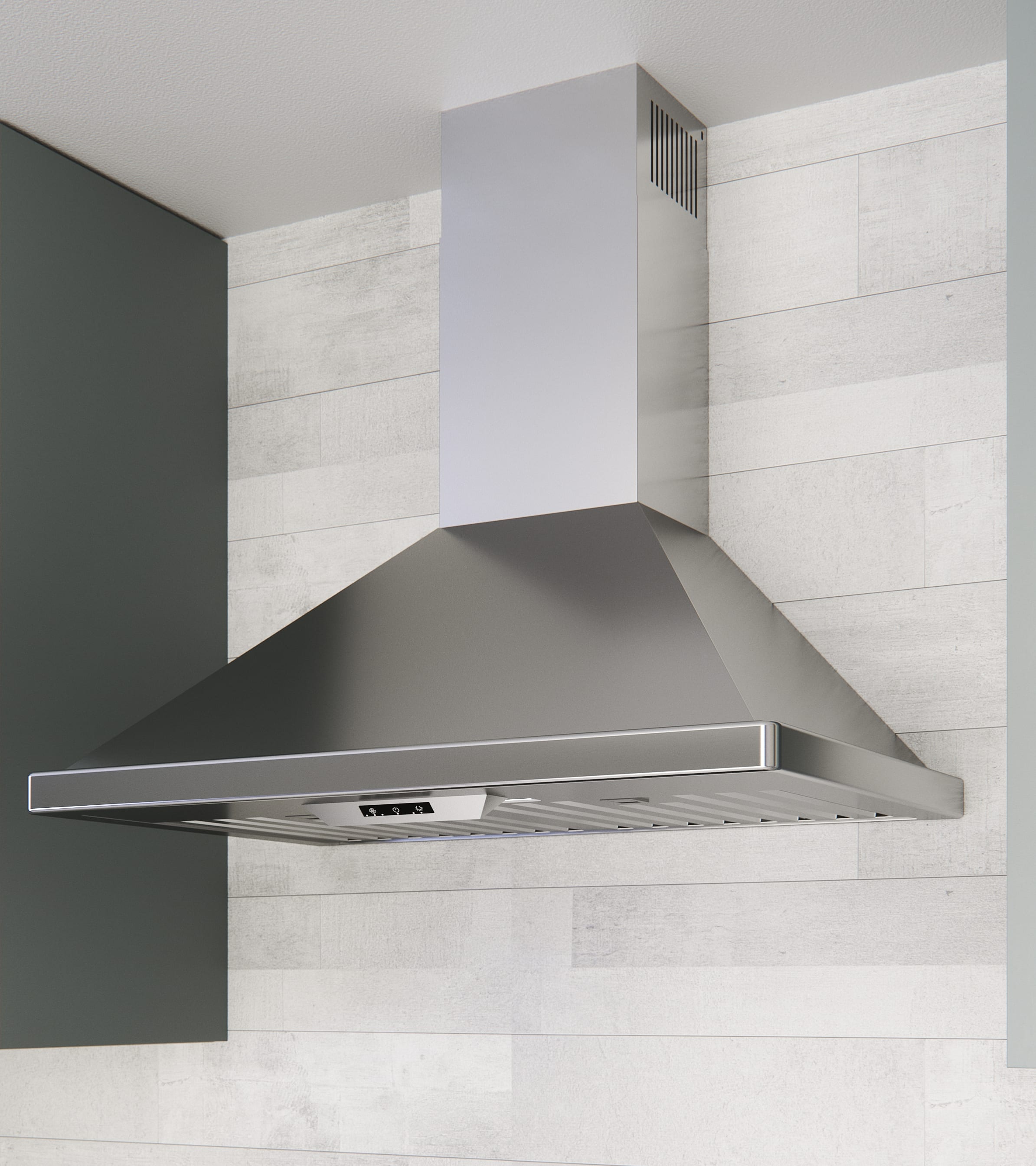 Miseno MH00136CS 750 CFM 36 Inch Stainless Steel Wall Mounted Range Hood with Dual Halogen Lighting System 