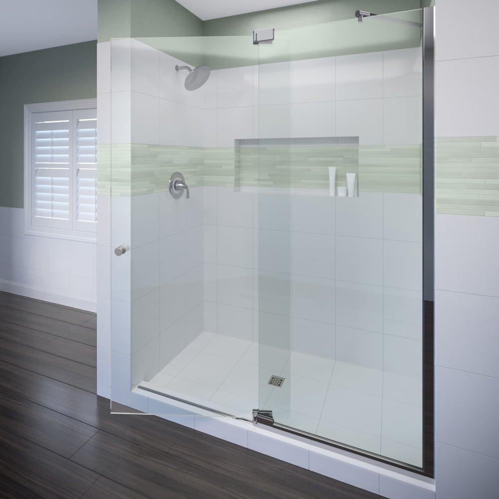 Miseno Msdf4276 Bn Brushed Nickel 76 High X 42 Wide Hinged Miseno Msdf4276 Bn Brushed Nickel 76 High X 42 Wide Hinged Frameless Shower Door With Clear Glass Com