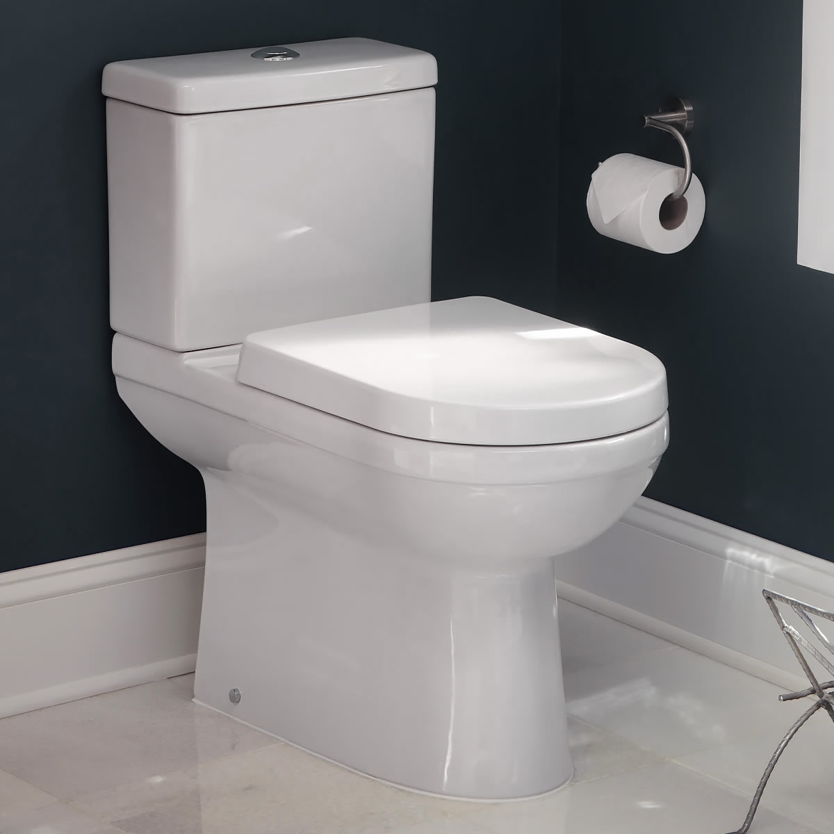 Details about   Close Coupled Bathroom Toilet Modern White Square Ceramic Soft Close Seat WC NDT 