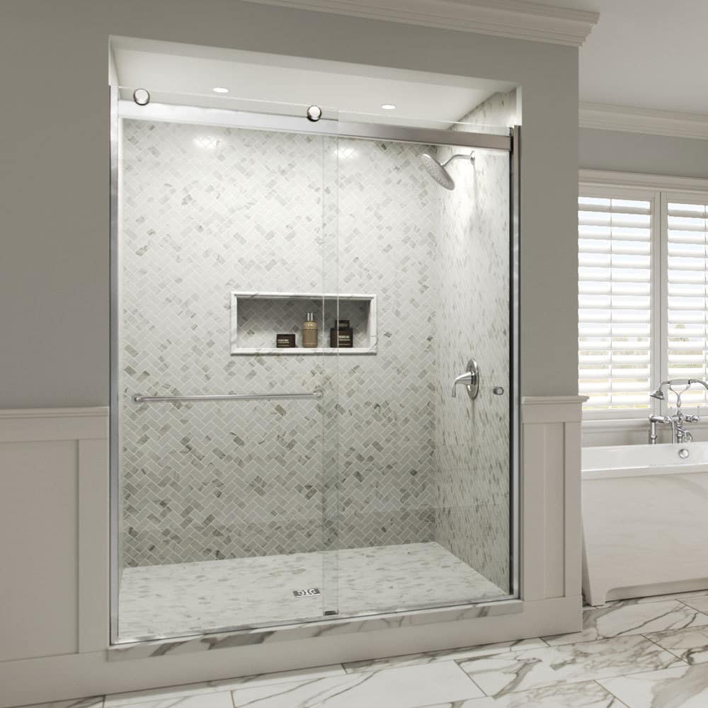 Miseno Msdrev6076clcp Chrome Revolution 76 High X 56 60 Wide Bypass Framed Shower Door With Clear Glass Faucet Com
