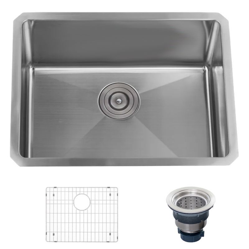 Miseno Mno162318sr 16 Gauge Stainless Steel 23 Undermount Single Miseno Mno162318sr 16 Gauge Stainless Steel 23 Undermount Single Basin Kitchen Sink Drain Assembly And Fitted Rack Included Free