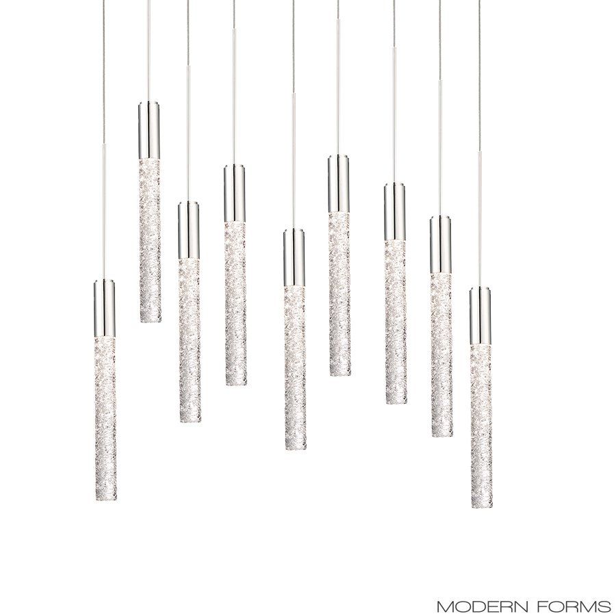 Modern Forms PD-35609-PN Polished Nickel Magic 9 Light 17 Wide LED Multi  Light Pendant with Piastra Crystal Shades 