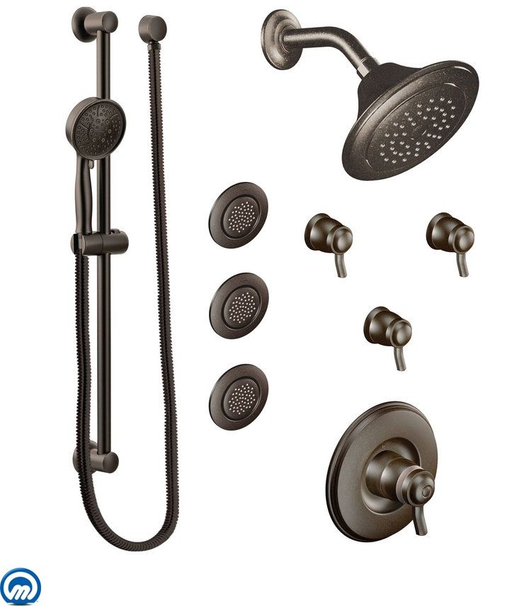 Moen 2096orb Oil Rubbed Bronze Thermostatic Shower System With Moen 2096orb Oil Rubbed Bronze Thermostatic Shower System With Head 3 Volume Controls Sprays And Hand From The Rothbury Collection