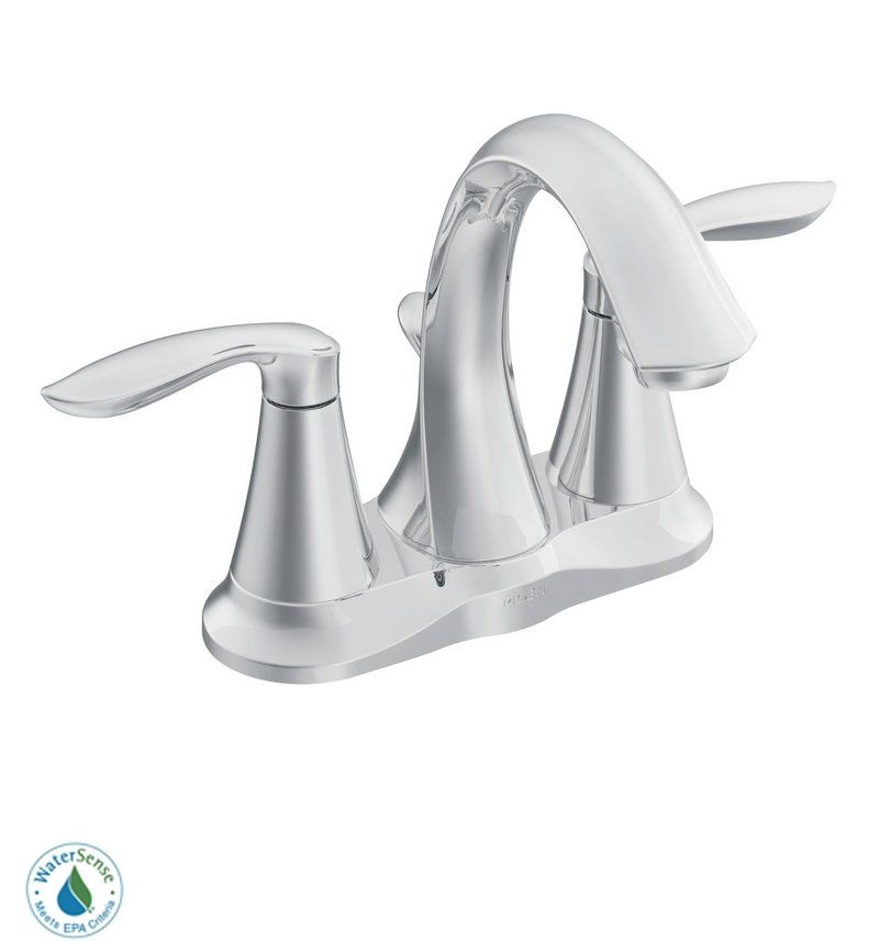 Moen 66410 Chrome Eva Double Handle Centerset Bathroom Faucet Pop-Up Drain  Assembly Included
