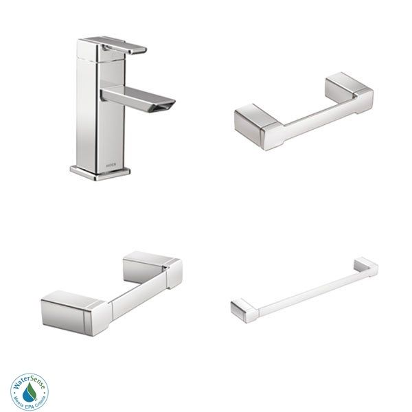 Moen 90 Degree Faucet And Accessory Bundle 1ch Chrome With Single Moen 90 Degree Faucet And Accessory Bundle 1ch Chrome With Single Hole Bathroom Toilet Paper Holder 24 Towel Bar Ring