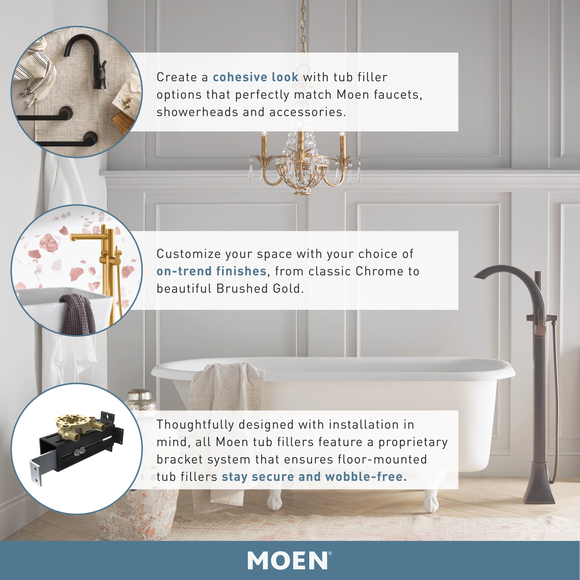 Moen S3105 Chrome Doux Floor Mounted Tub Filler With Built In