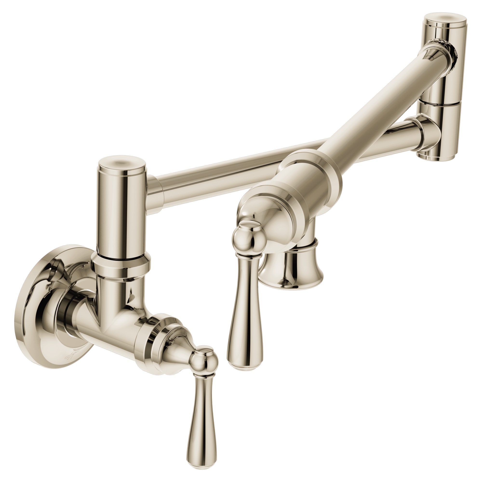 Moen S664nl Polished Nickel Traditional Pot Filler Double Handle Wall Mount Kitchen Pot Filler Faucet Com