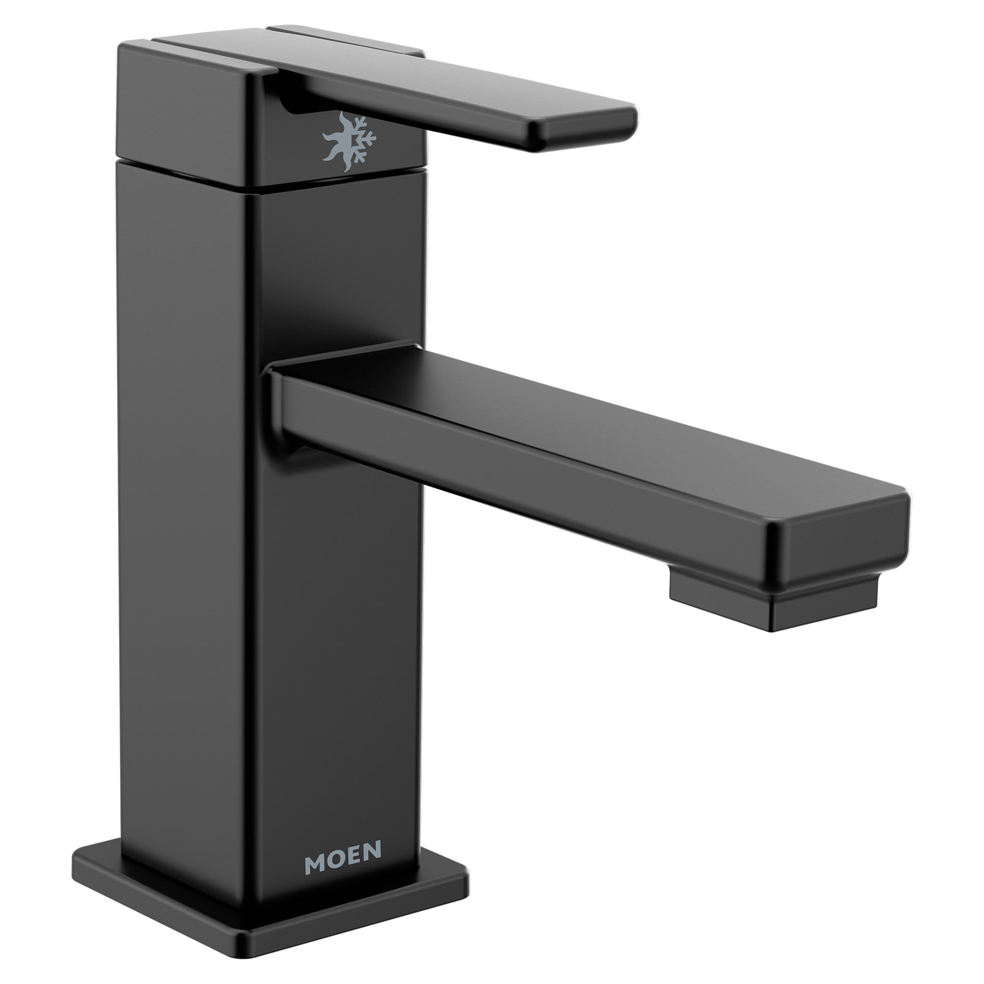 Moen S6710BL Matte Black 90 Degree 1.2 GPM Single Hole Bathroom Faucet with Pop Up Drain Assembly FaucetDirect