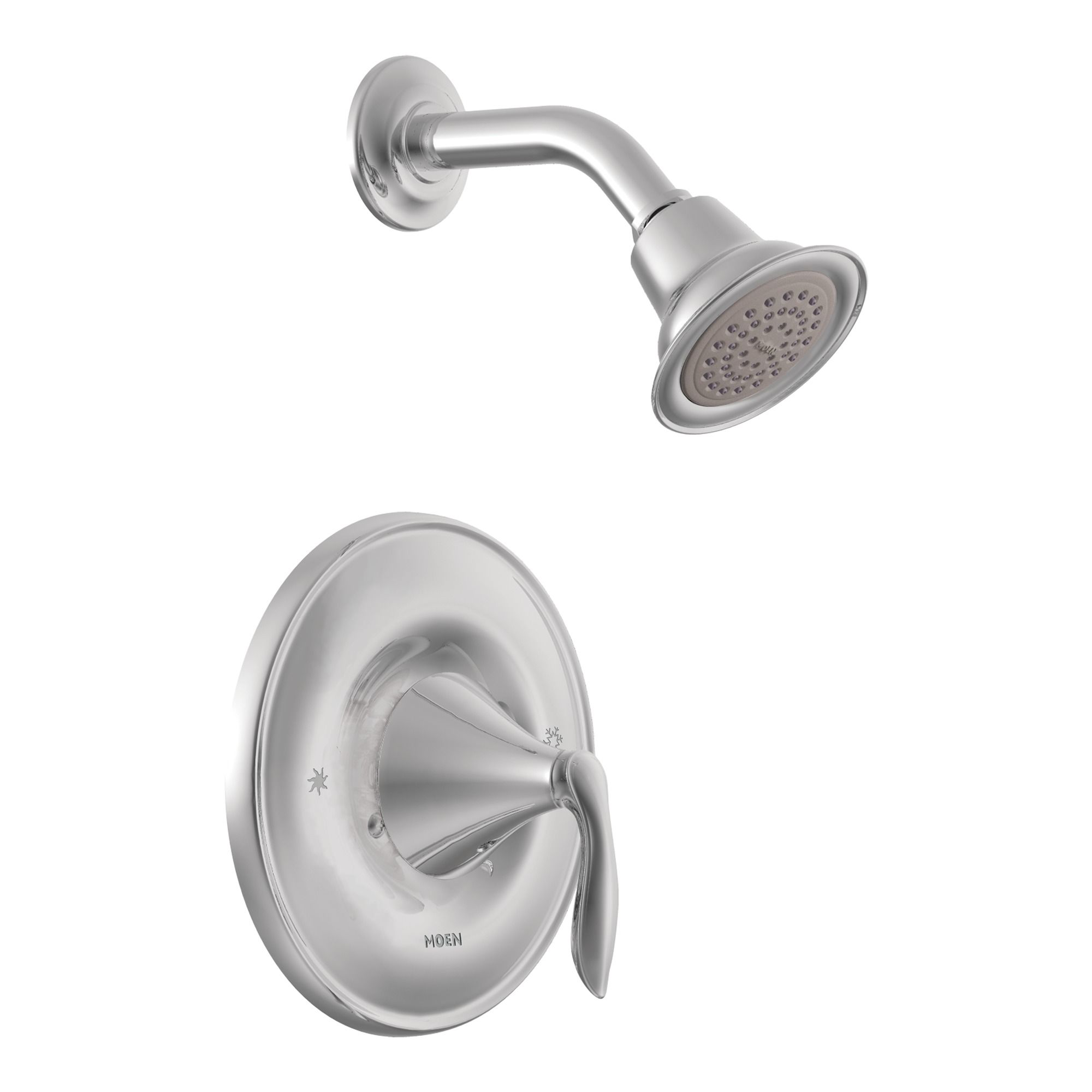 Moen T2132 Chrome Single Handle Posi Temp Pressure Balanced Shower Trim With Shower Head From The Eva Collection Less Valve Faucet Com