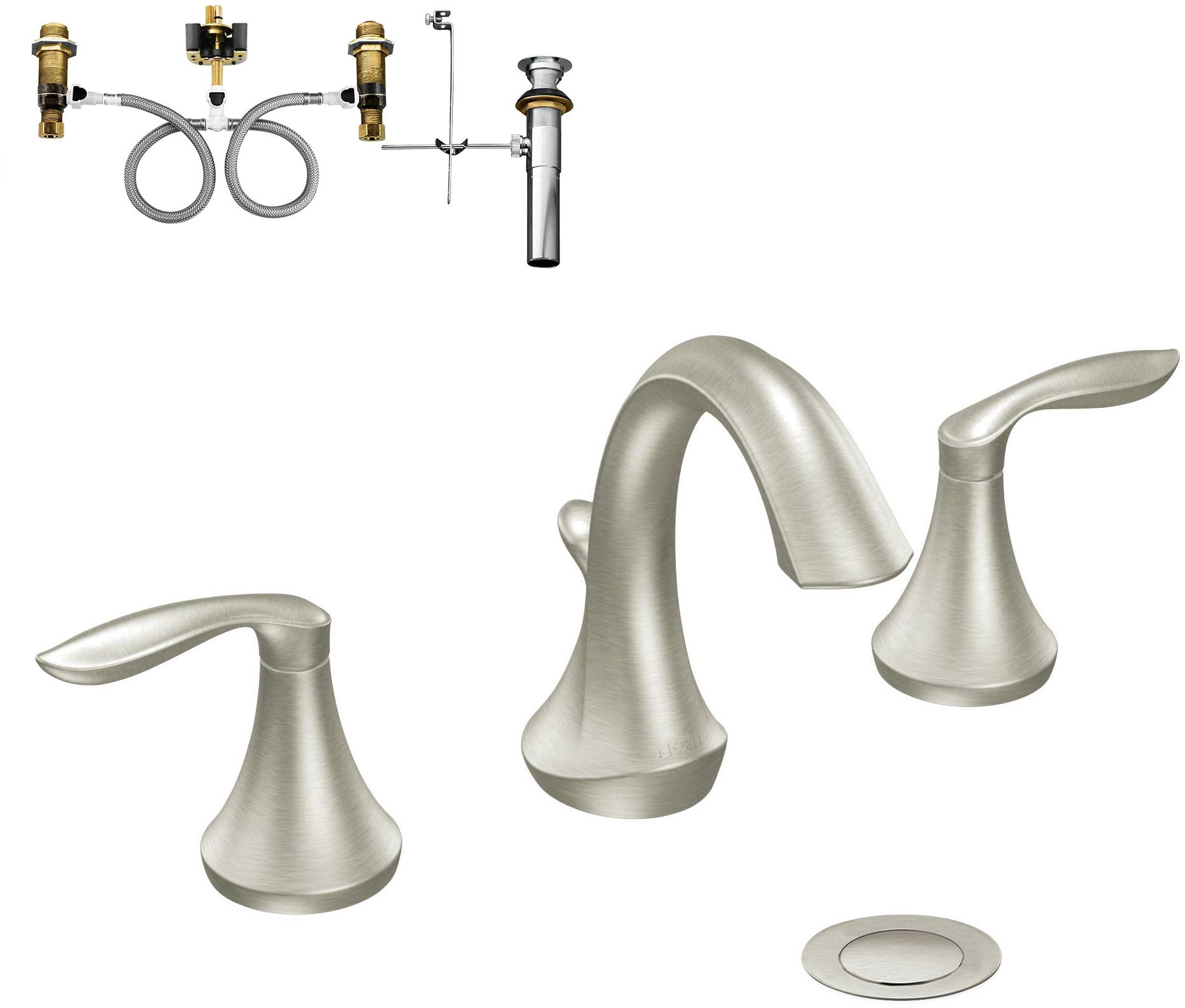 Moen T6420BN-9000 Brushed Nickel Double Handle Widespread Bathroom Faucet  from the Eva Collection (Valve Included)