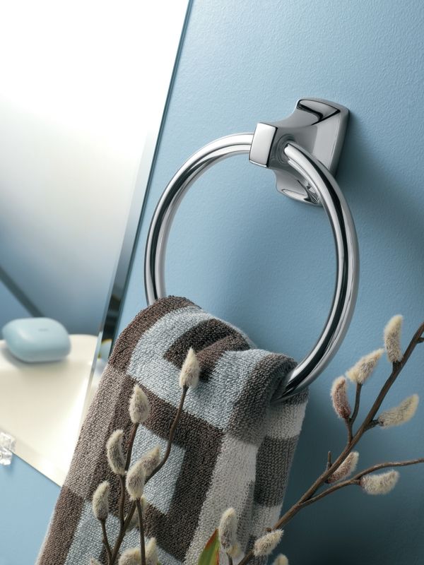 Moen P5860 Chrome 7 Towel Ring from the Donner Contemporary Collection FaucetDirect