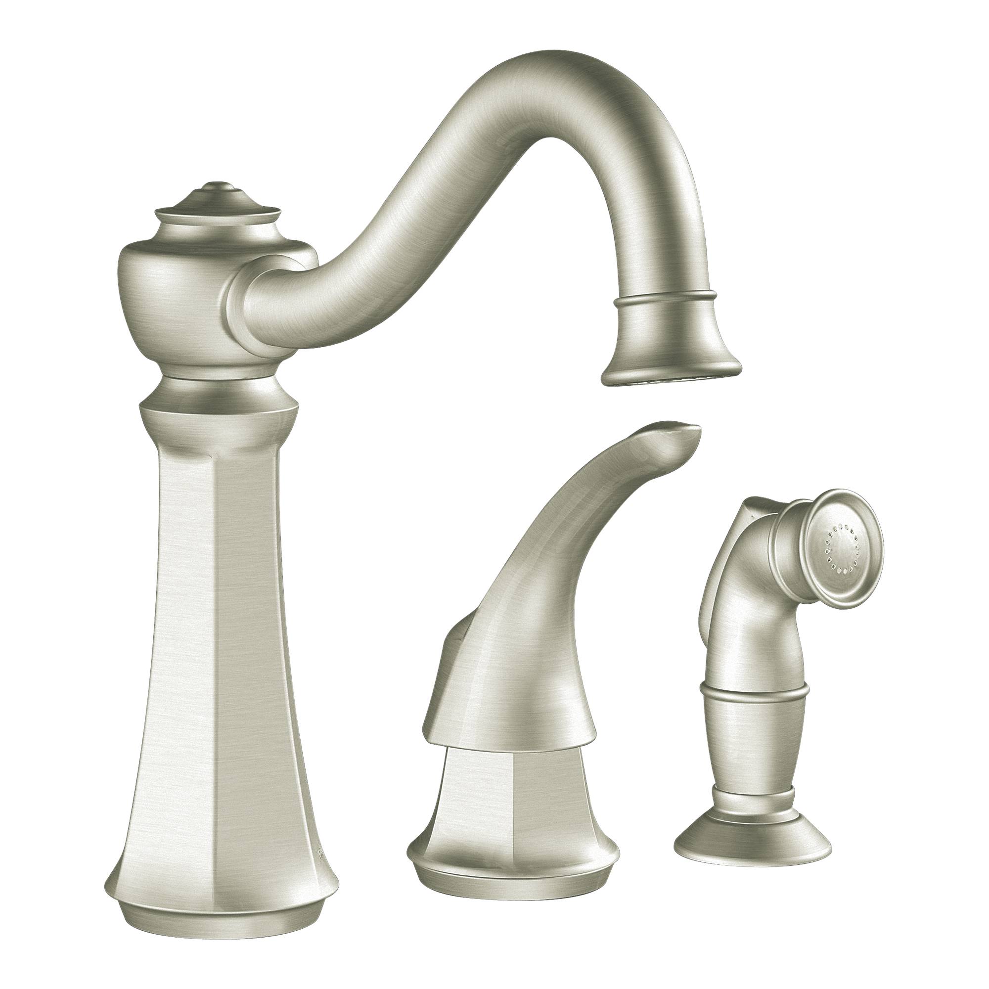 Moen 7065csl Classic Stainless High Arc Kitchen Faucet With Side Spray From The Vestige Collection Faucet Com