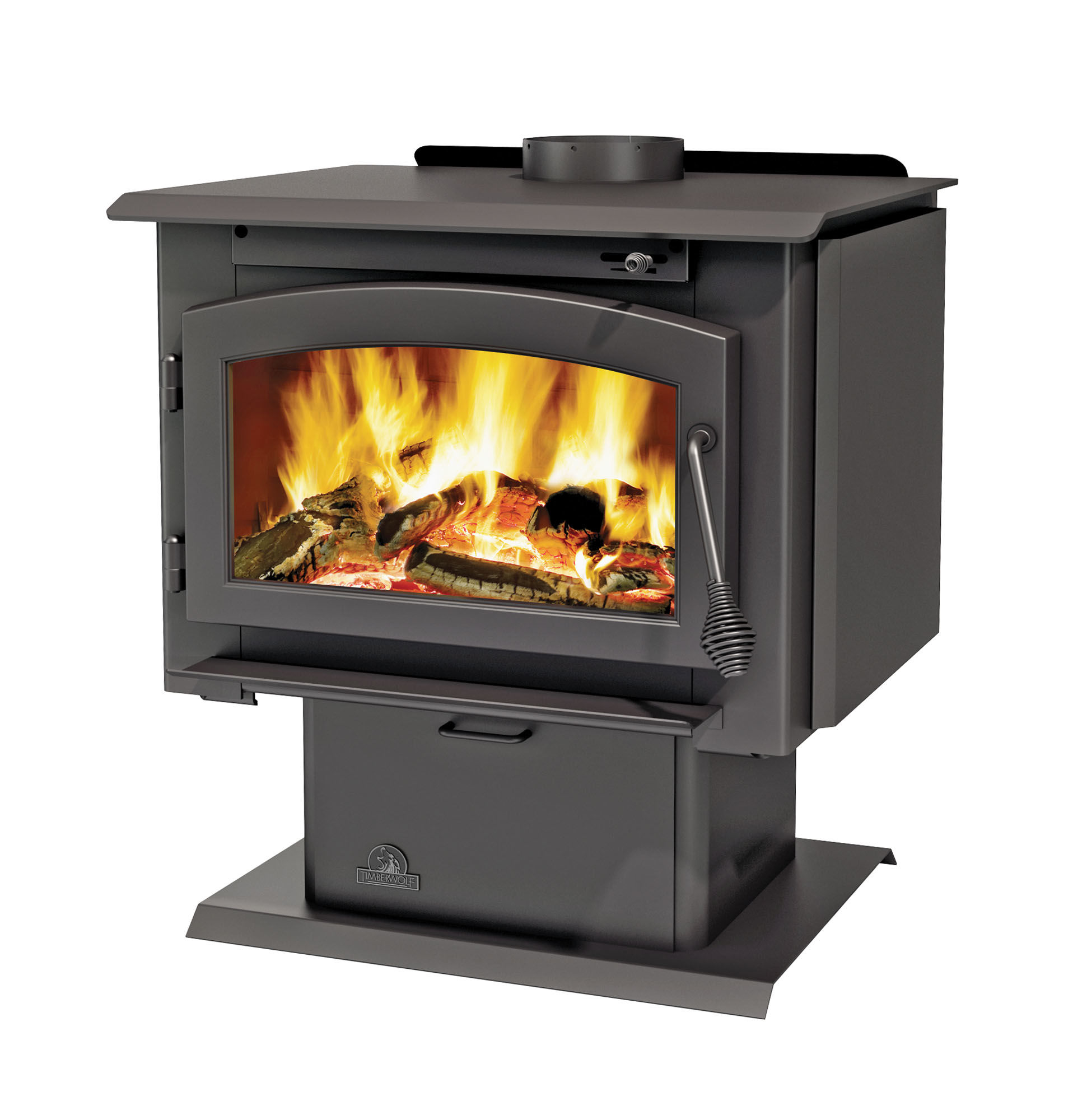 Napoleon 2200 Matte Black Economizer™ EPA 1.9 Cubic Foot Wood Burning Stove  from the Timberwolf™ Collection - VentingPipe.com
