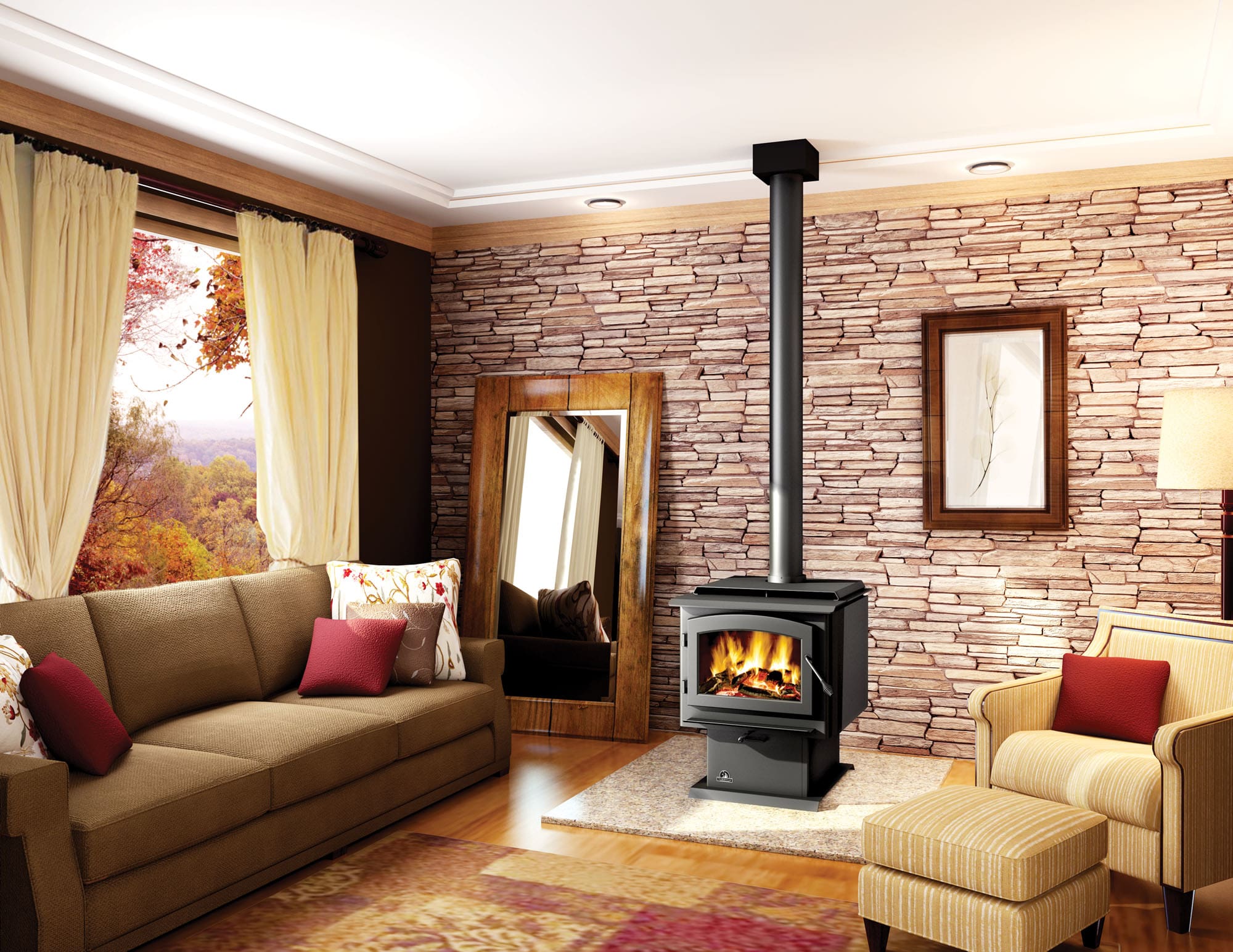 Napoleon 2300 Matte Black Economizer EPA 3 Cubic Foot Pedestal Wood Burning  Stove from the Timberwolf Collection - VentingDirect.com
