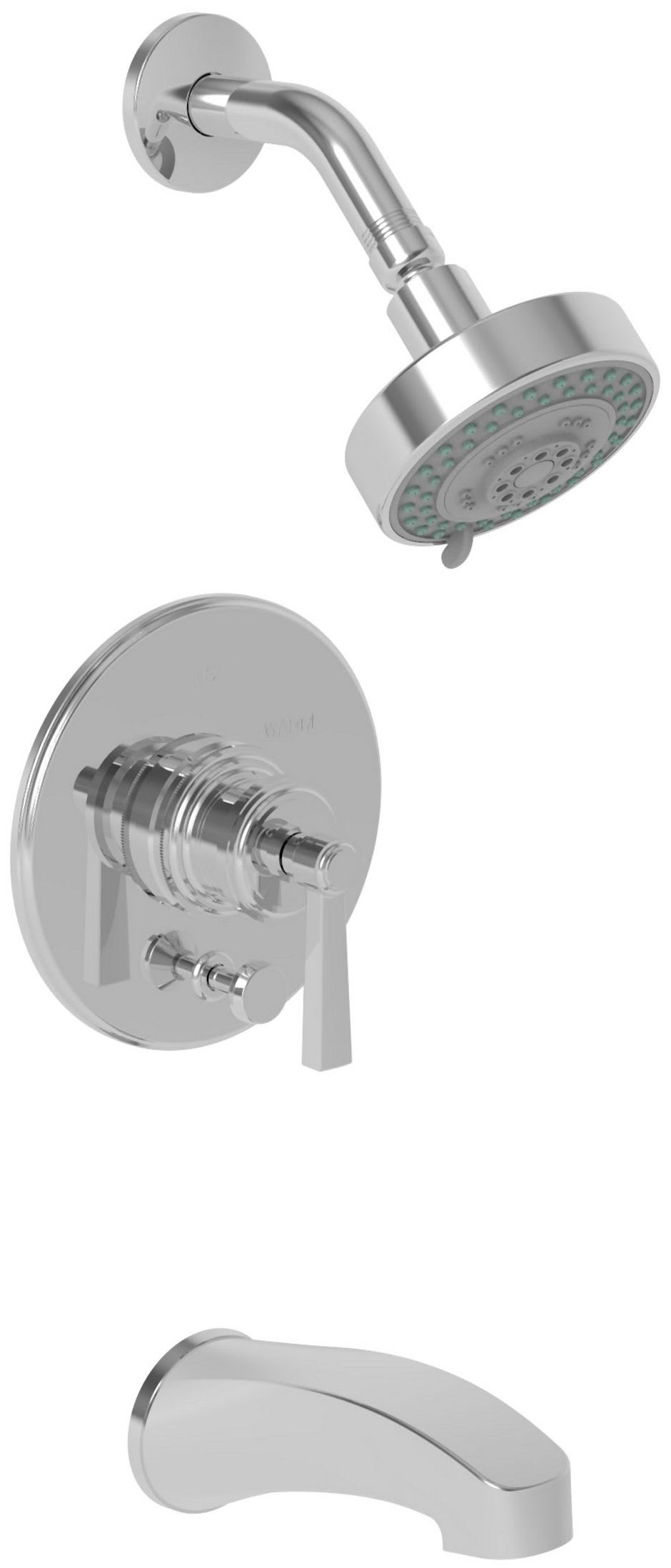 Newport Brass 3 1622bp 26 Polished Chrome Miro Pressure Balanced Shower System With Shower Head Tub Spout Shower Arm And Valve Trim Less Rough In Valve Faucetdirect Com