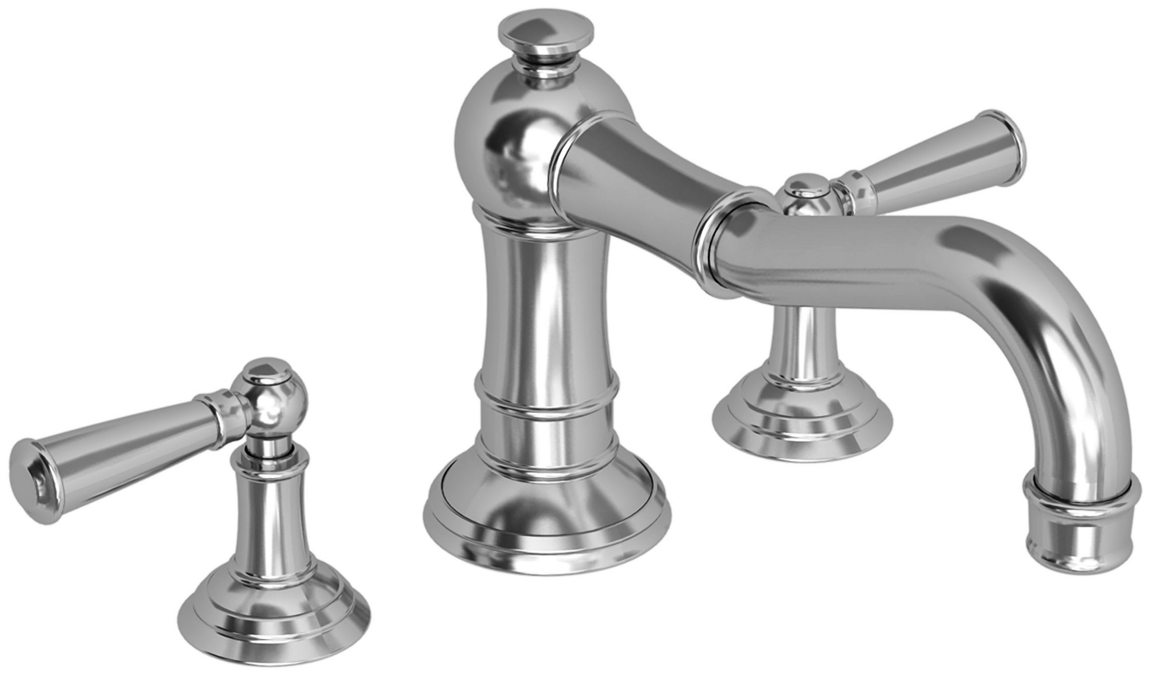 Newport Brass 3-2476/26 Polished Chrome Double Handle Deck Mounted Roman  Tub Filler with Tub Spout and Metal Lever Handles from the Jacobean  Collection