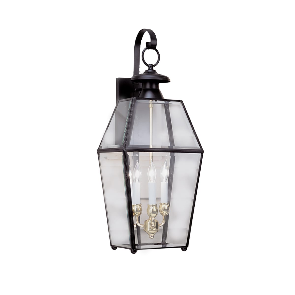 Norwell Lighting 1068 Old Colony 3 Light 30 Tall Outdoor Post Light with Clear Black with Beveled Glass 