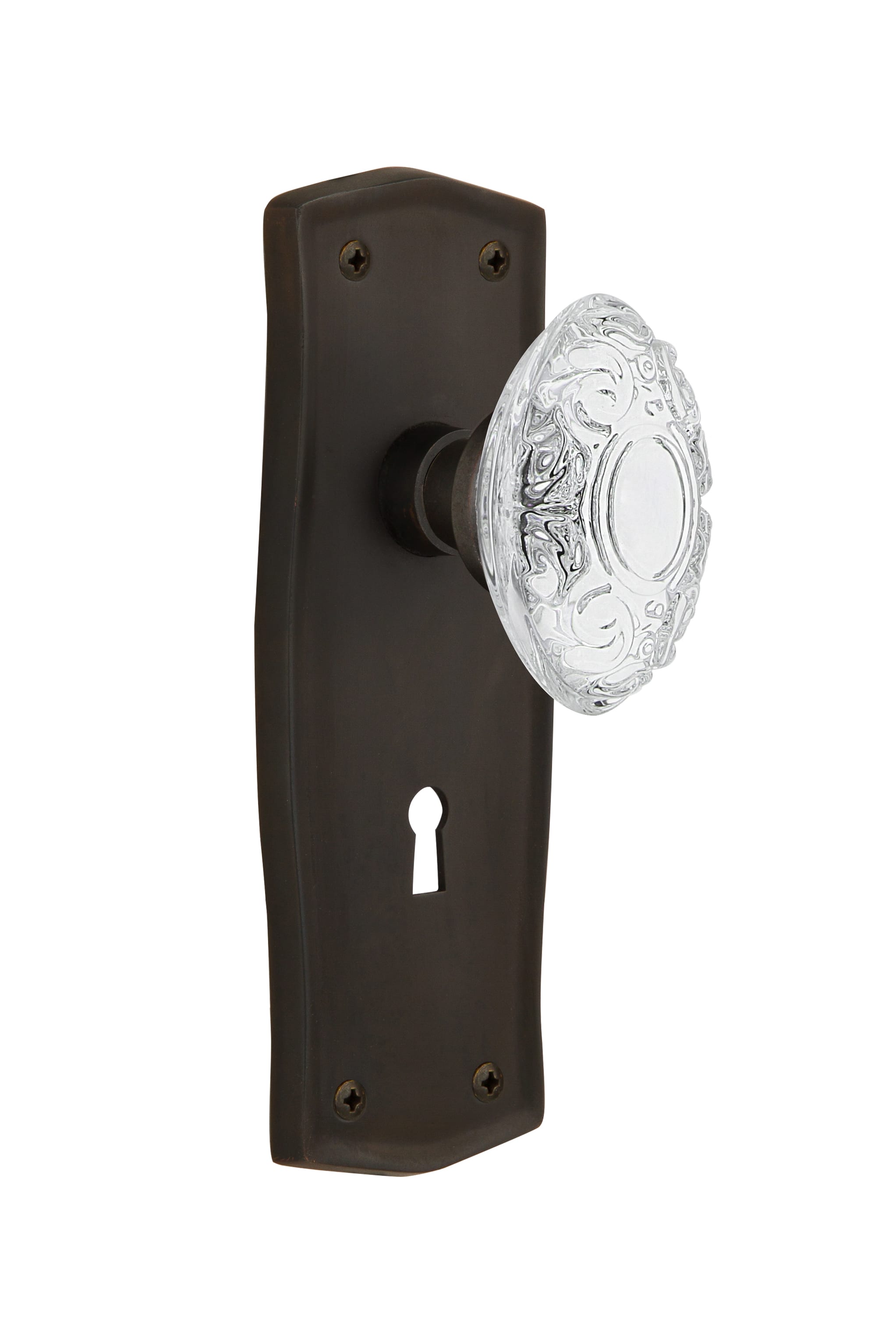 Nostalgic Warehouse 754715 Antique Pewter Vintage Crystal Victorian Privacy  Door Knob Set with Prairie Rose, 2-3/8