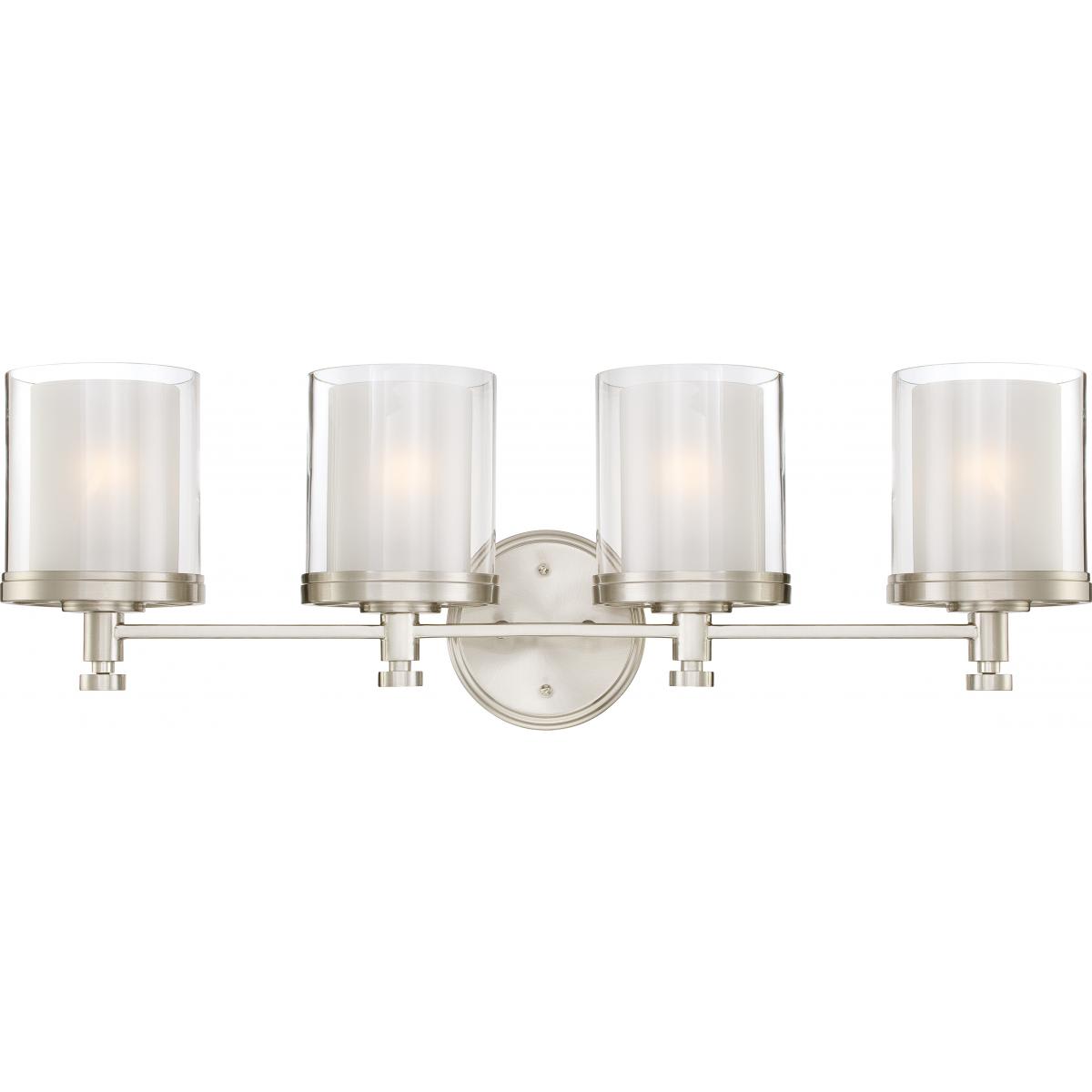 Nuvo Lighting 60 4644 Brushed Nickel Decker 4 Light 29 3 4 Wide Bathroom Vanity Light With Clear Glass Shades Lightingdirect Com