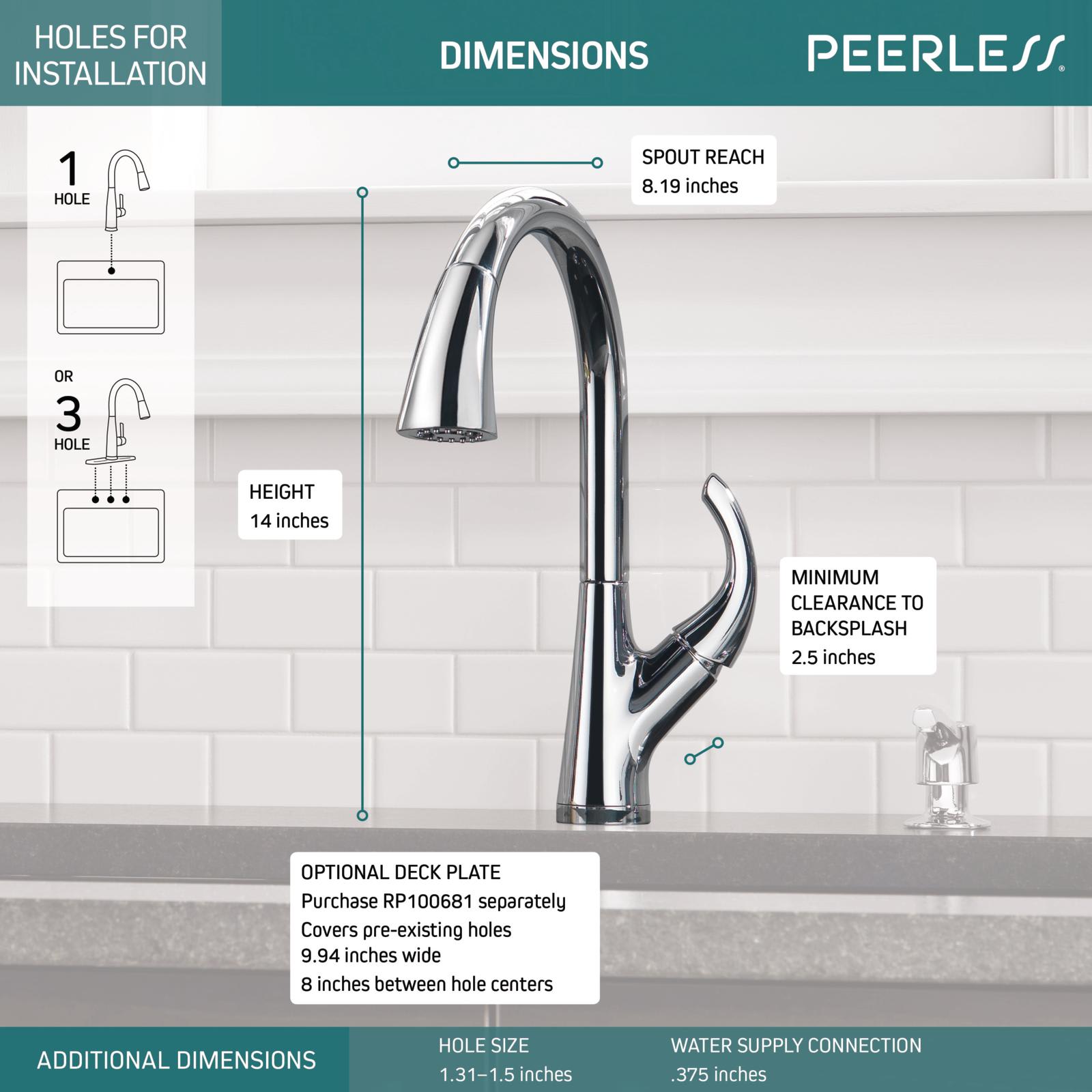 Peerless P7935LF Chrome Parkwood 1.5 GPM Single Hole Pull ...