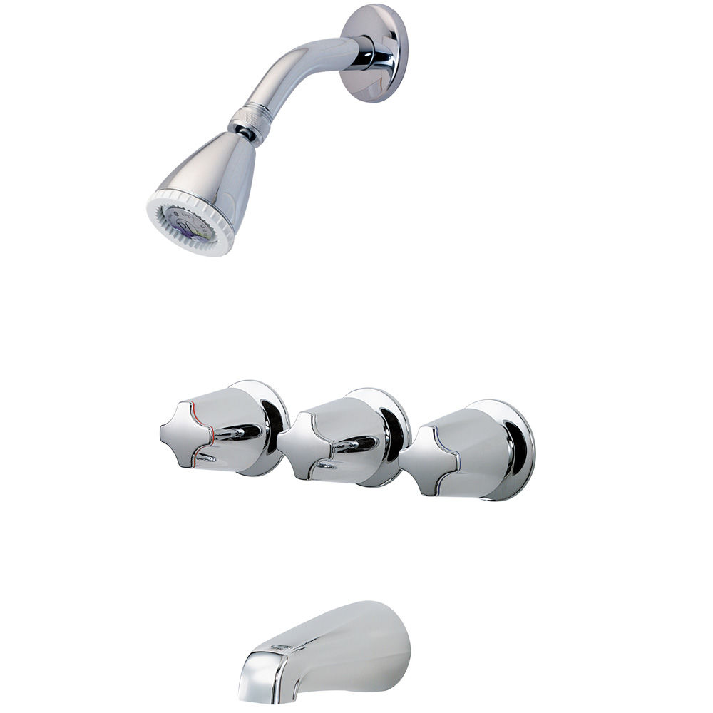 Pfister 001 9110 Polished Chrome 01 Series Triple Handle Tub And Pfister 001 9110 Polished Chrome 01 Series Triple Handle Tub And Shower Trim Only Faucet Com