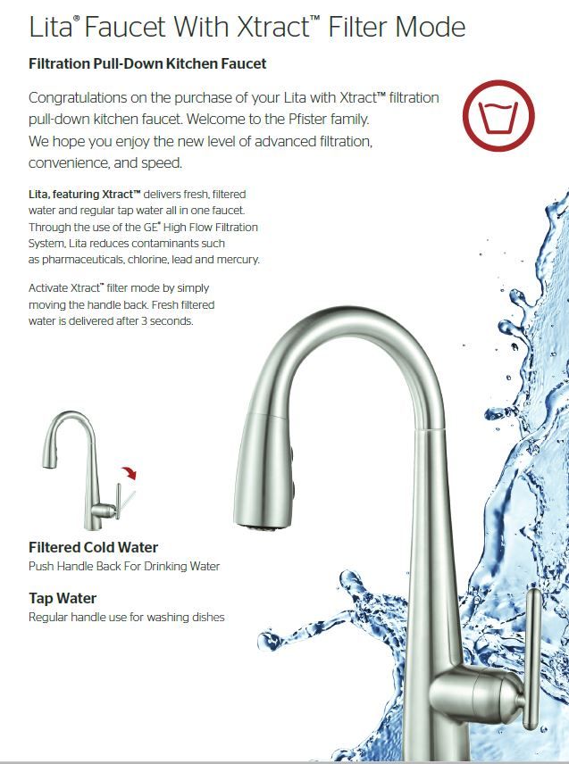 Pfister GT529-FLS Stainless Steel Lita Xtract Pull Down Spray ... Pfister GT529-FLS Stainless Steel Lita Xtract Pull Down Spray ...