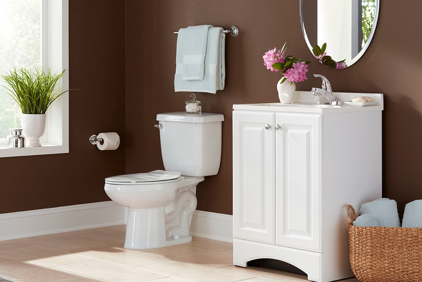 Proflo Pf5112rmwh Pf1400twh White 1 28 Gpf Two Piece Round Toilet Proflo Pf5112rmwh Pf1400twh White 1 28 Gpf Two Piece Round Toilet With Right Hand Trip Lever And 12 Rough In Faucet Com