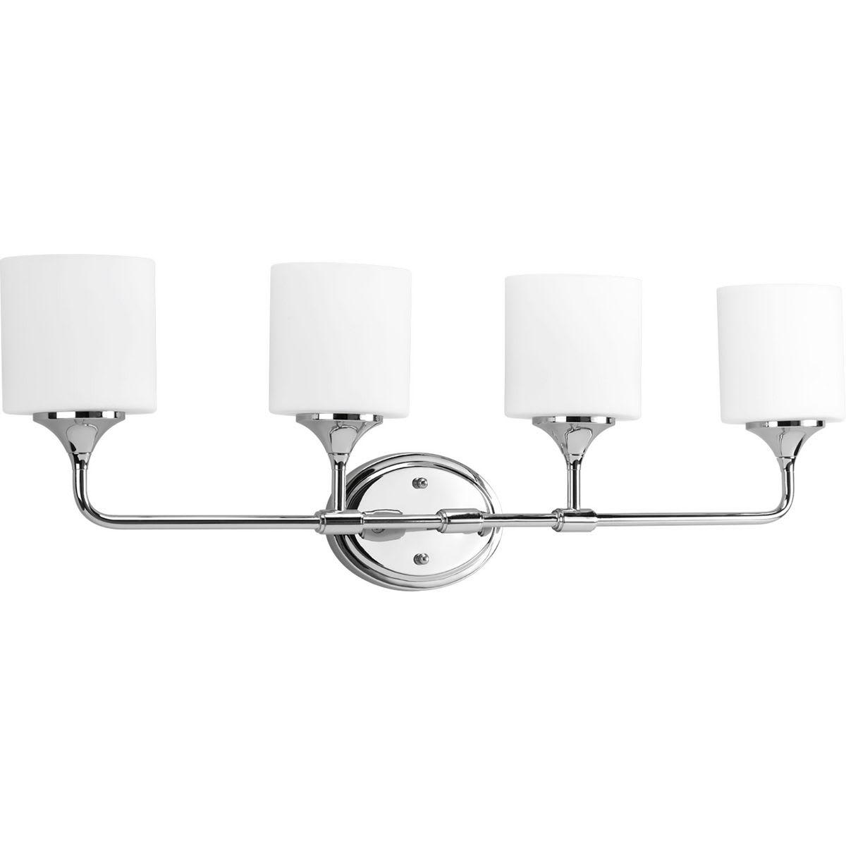 Progress Lighting P2804 15 Polished Chrome Lynzie Four Light Bathroom Fixture With Etched White Oval Glass Shades Faucet Com