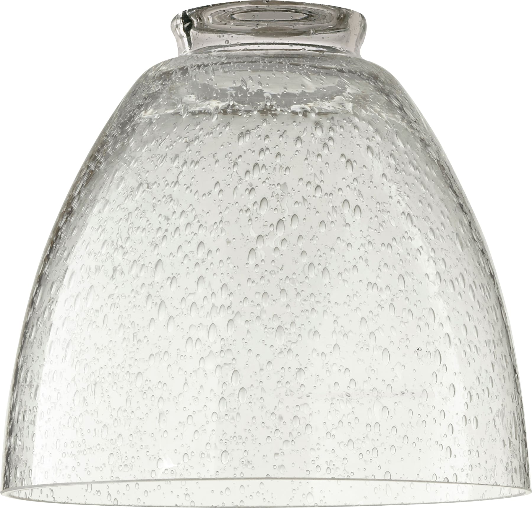 Clear seeded glass shade top